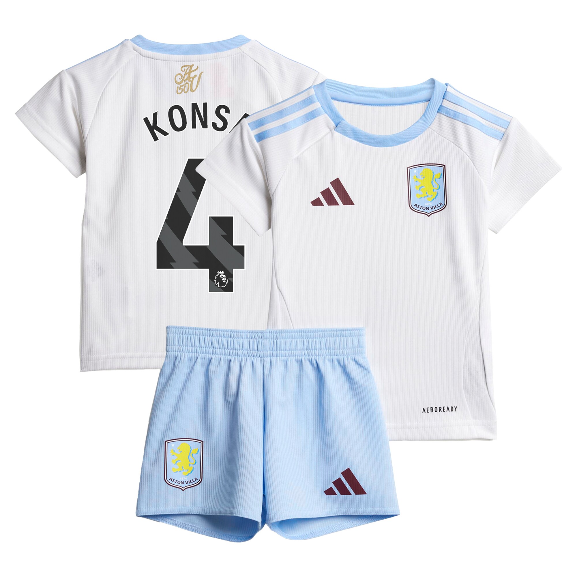 Aston Villa Jerseys - Official aston villa adidas away baby kit 2024-25 with konsa 4 printing Collection for AVFC Fans