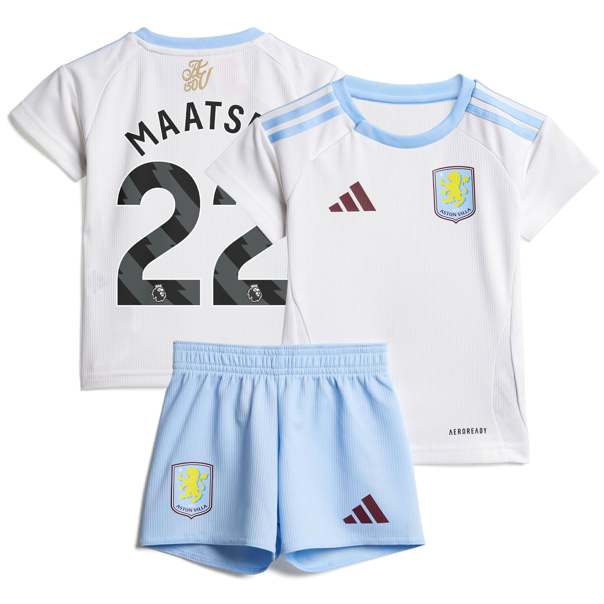 Aston Villa Jerseys - Official aston villa adidas away baby kit 2024-25 with maatsen 22 printing Collection for AVFC Fans