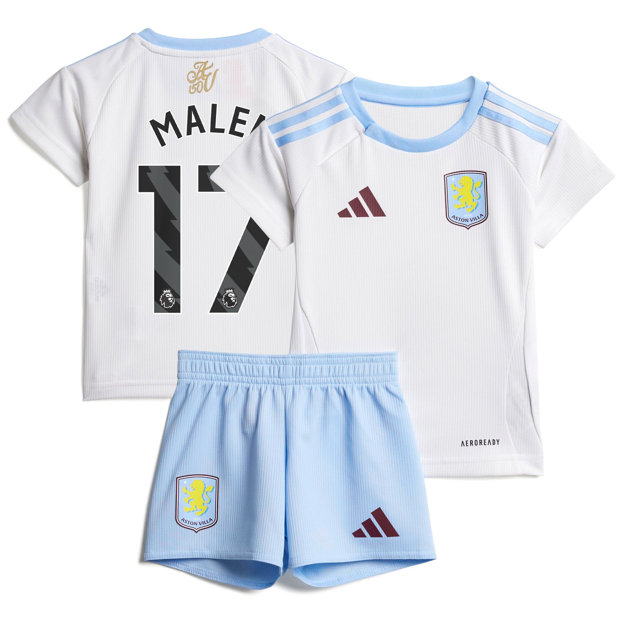 Aston Villa Jerseys - Official aston villa adidas away baby kit 2024-25 with malen 17 printing Collection for AVFC Fans