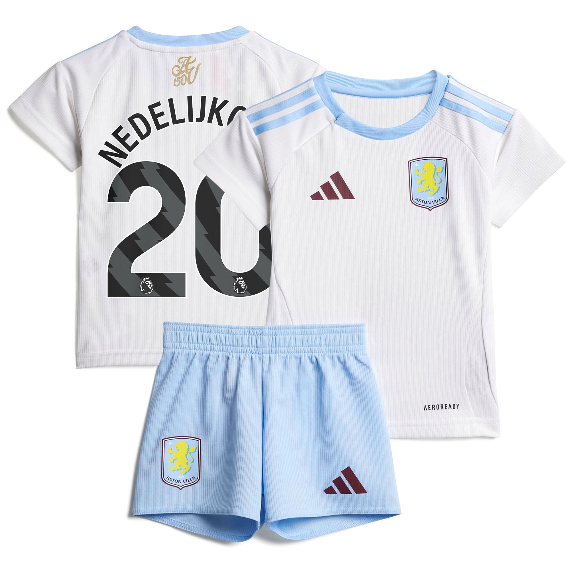 Aston Villa Jerseys - Official aston villa adidas away baby kit 2024-25 with nedeljković 20 printing Collection for AVFC Fans