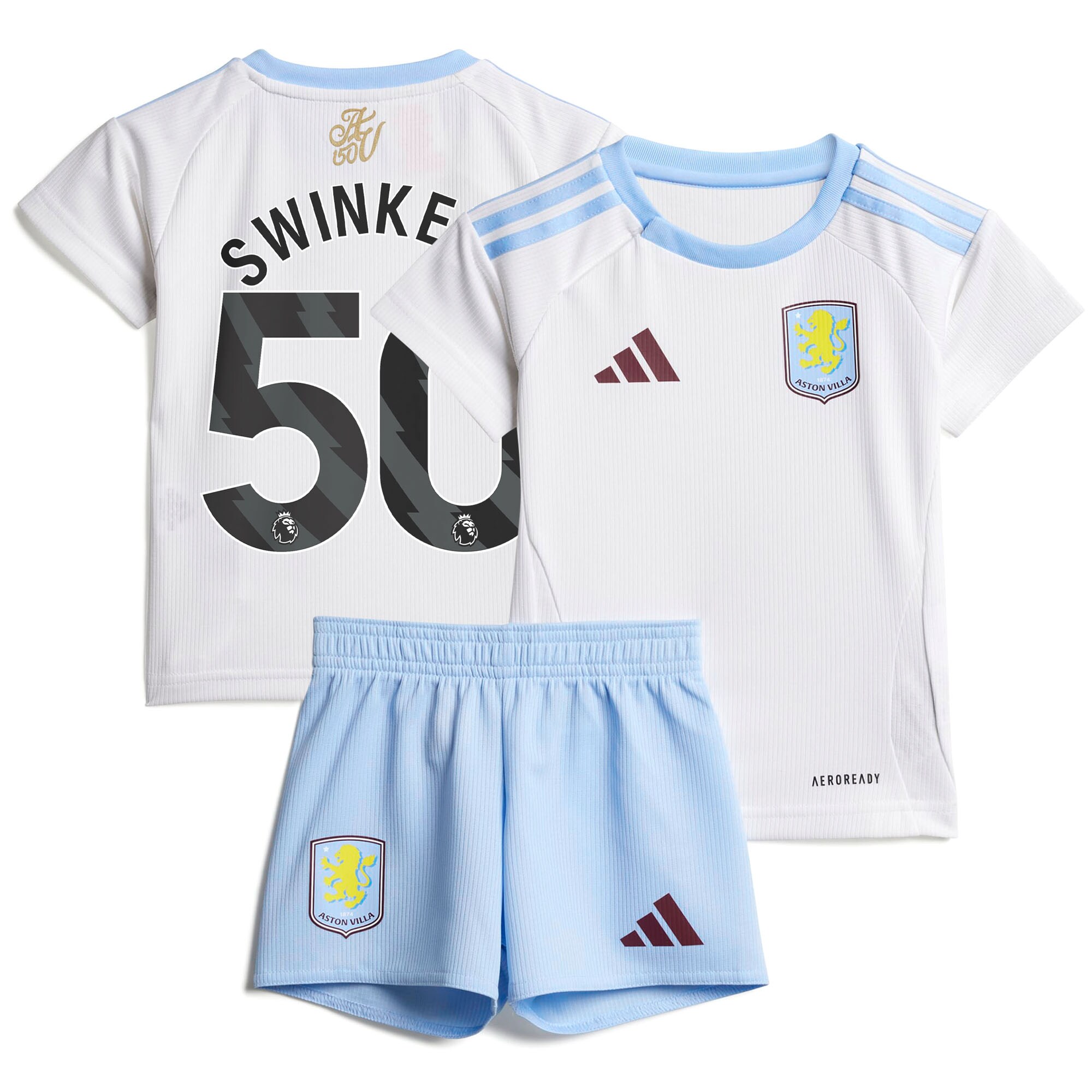 Aston Villa Jerseys - Official aston villa adidas away baby kit 2024-25 with swinkels 50 printing Collection for AVFC Fans