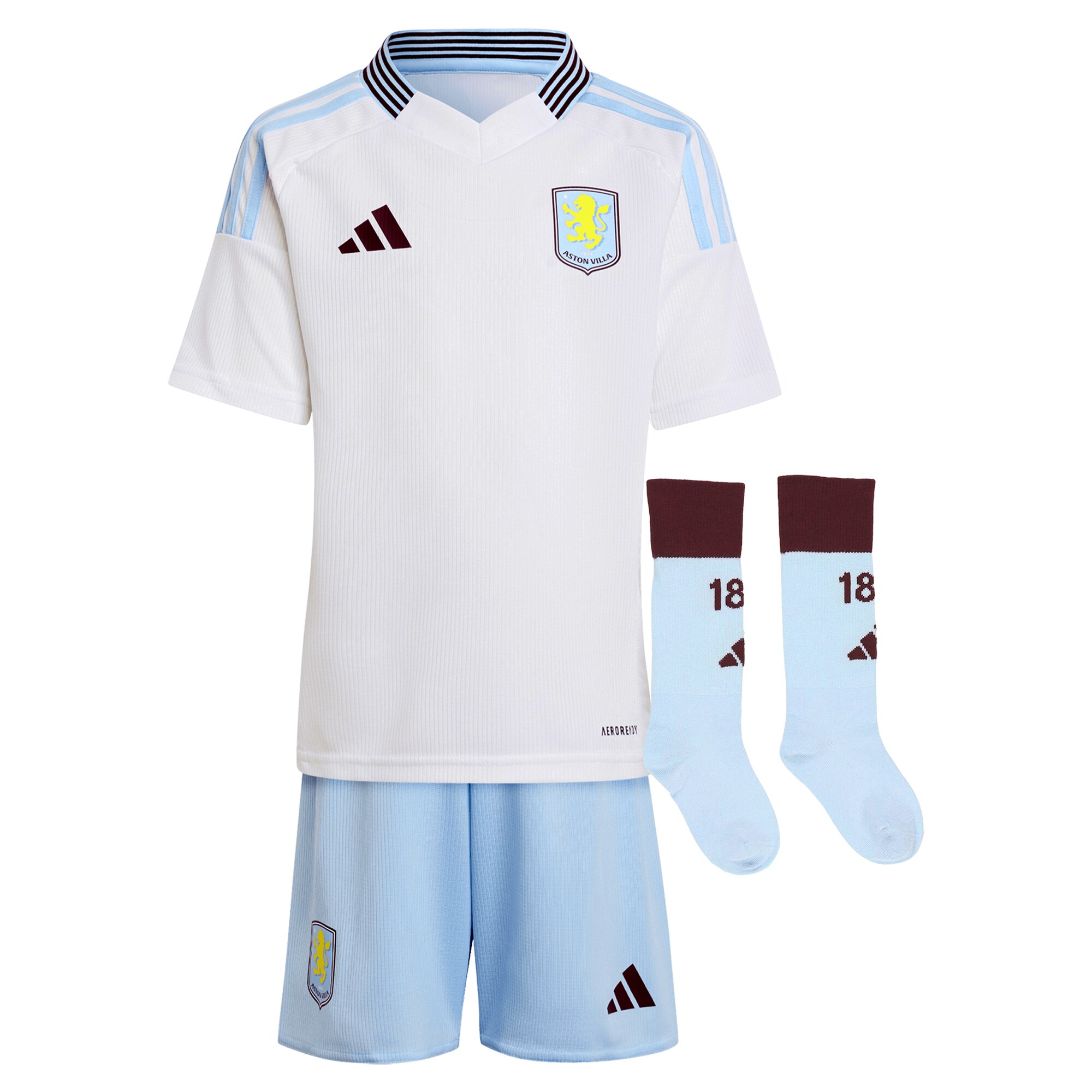 Aston Villa Jerseys - Official aston villa adidas away mini kit 2024-25 with a.garcía 16 printing Collection for AVFC Fans