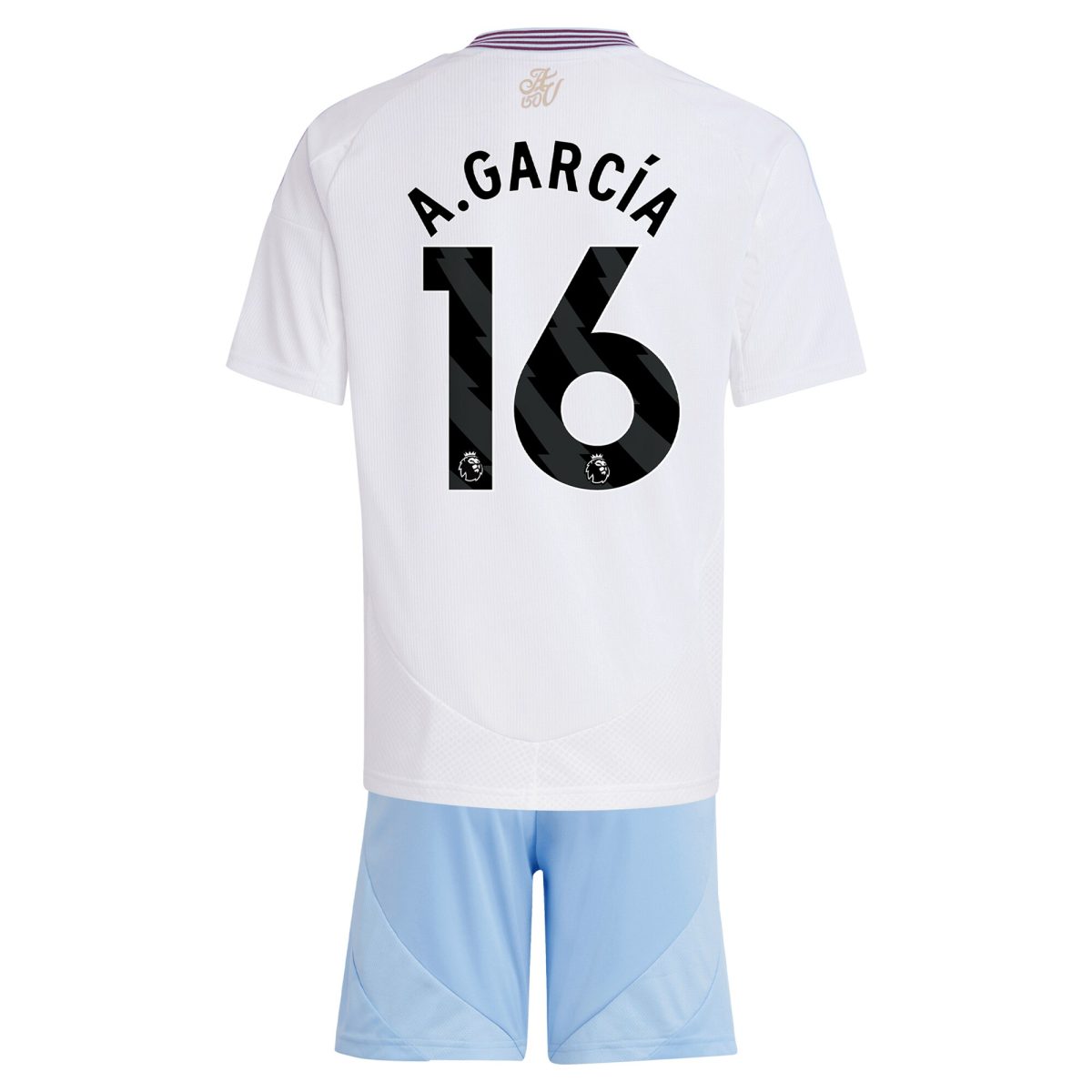 Aston Villa Jerseys - Official aston villa adidas away mini kit 2024-25 with a.garcía 16 printing Collection for AVFC Fans