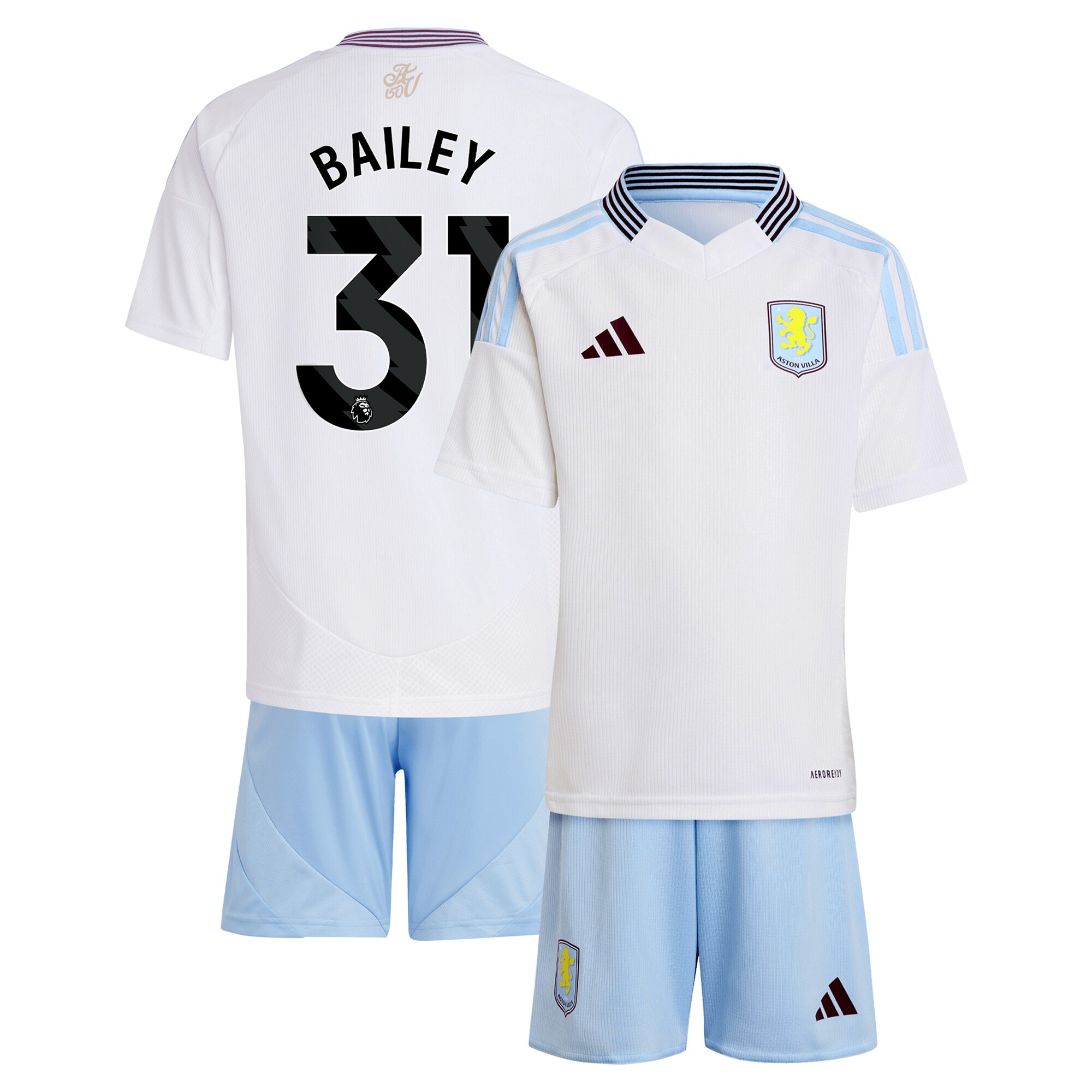 Aston Villa Jerseys - Official aston villa adidas away mini kit 2024-25 with bailey 31 printing Collection for AVFC Fans