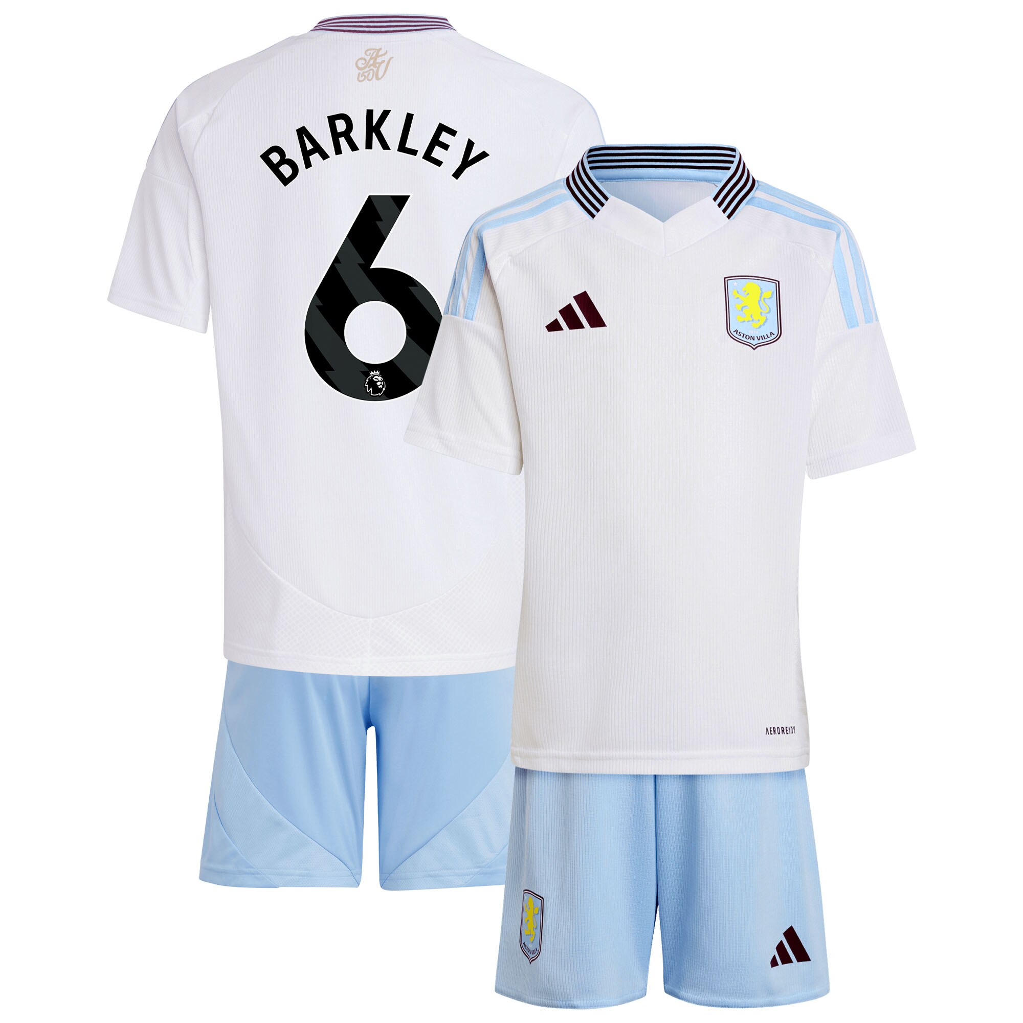 Aston Villa Jerseys - Official aston villa adidas away mini kit 2024-25 with barkley 6 printing Collection for AVFC Fans
