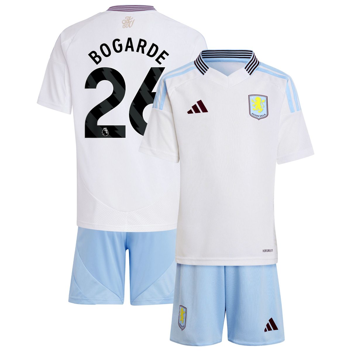 Aston Villa Jerseys - Official aston villa adidas away mini kit 2024-25 with bogarde 26 printing Collection for AVFC Fans