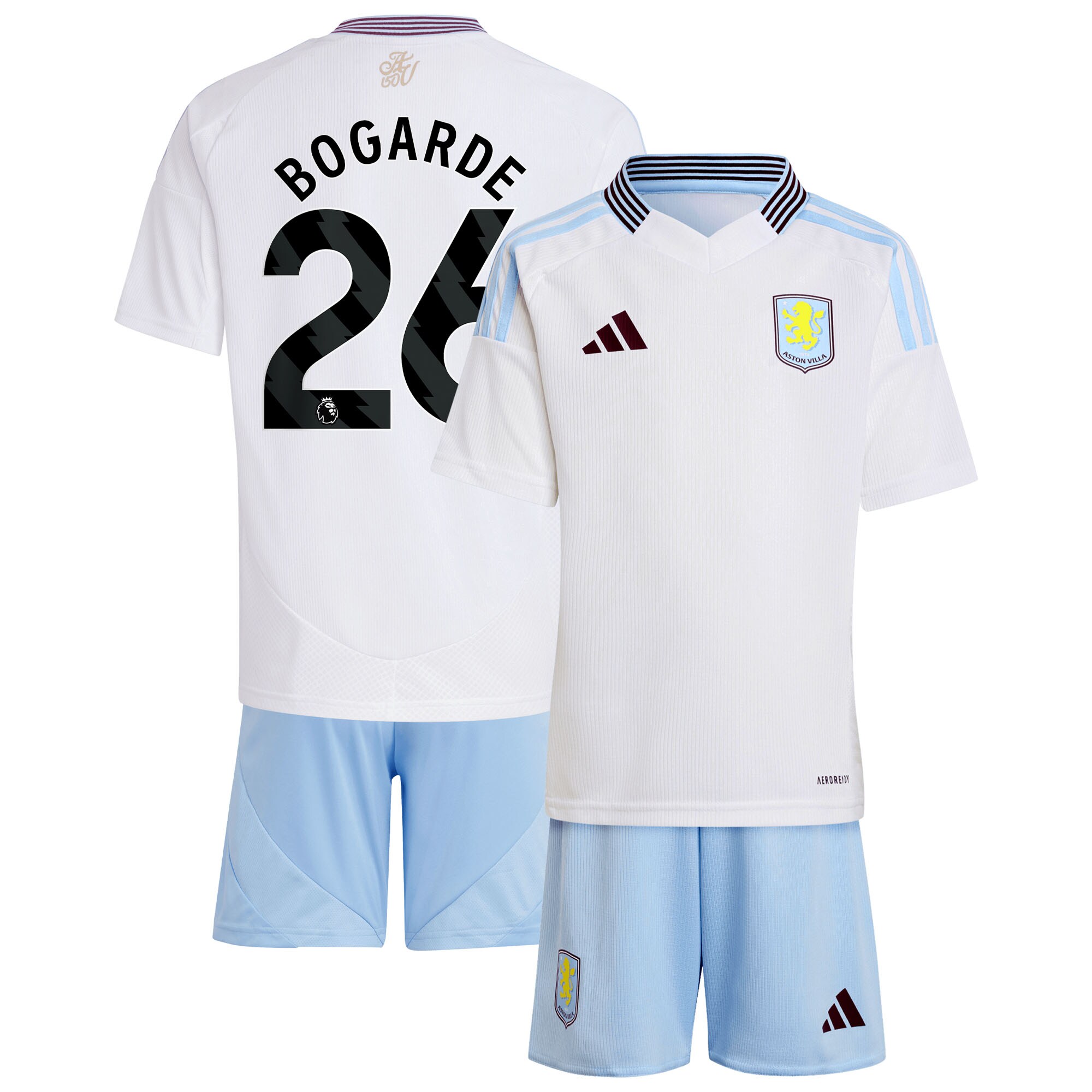 Aston Villa Jerseys - Official aston villa adidas away mini kit 2024-25 with bogarde 26 printing Collection for AVFC Fans