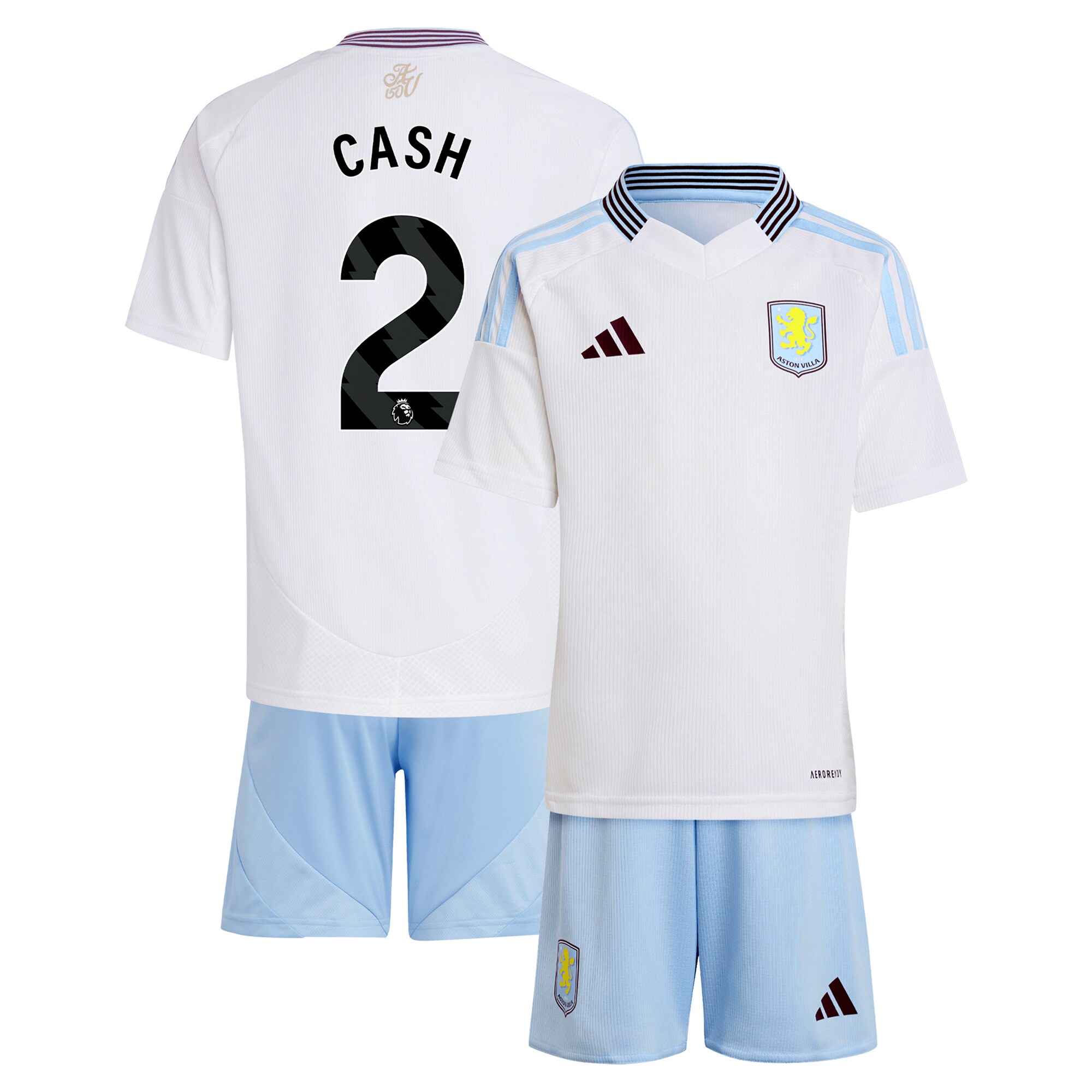 Aston Villa Jerseys - Official aston villa adidas away mini kit 2024-25 with cash 2 printing Collection for AVFC Fans