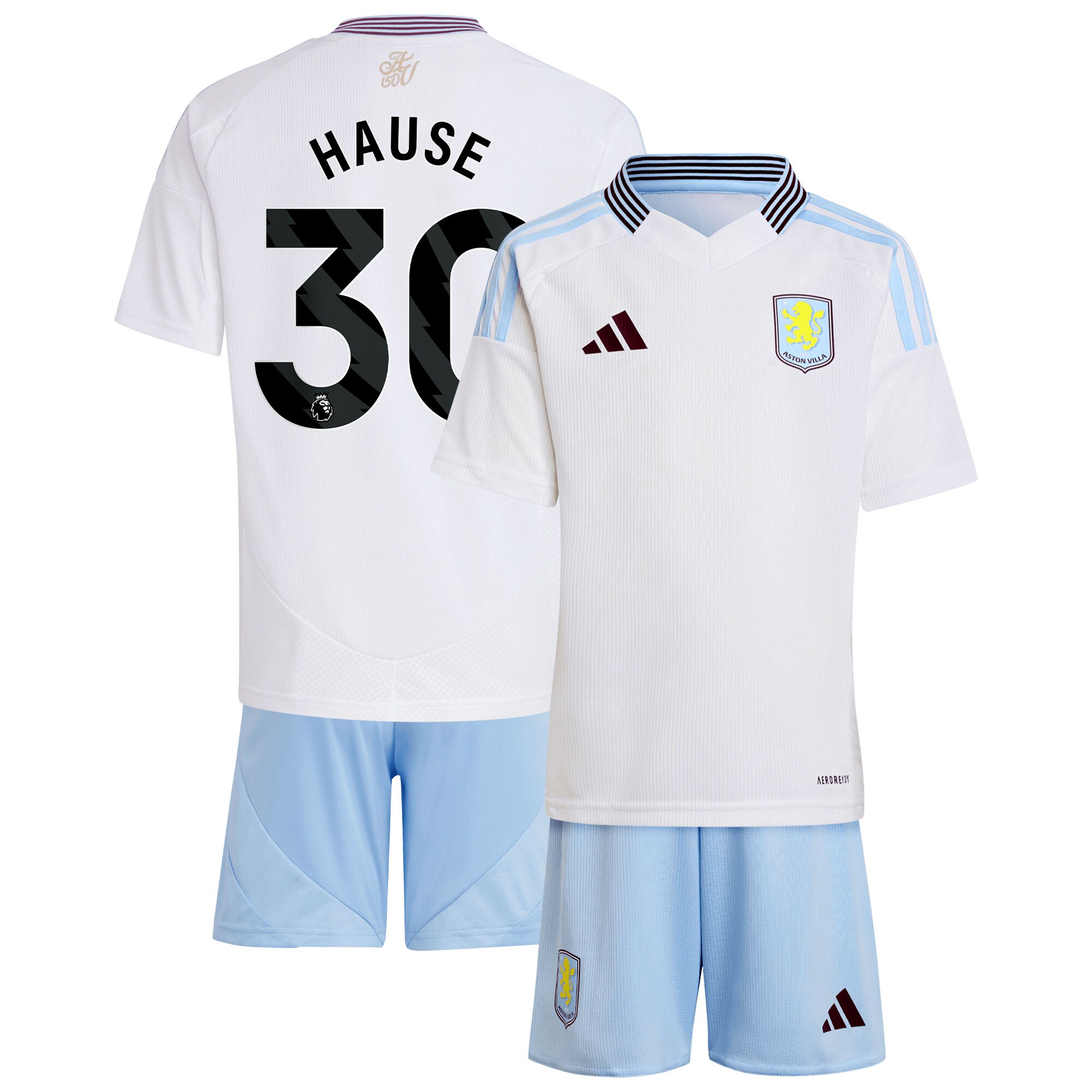 Aston Villa Jerseys - Official aston villa adidas away mini kit 2024-25 with hause 30 printing Collection for AVFC Fans
