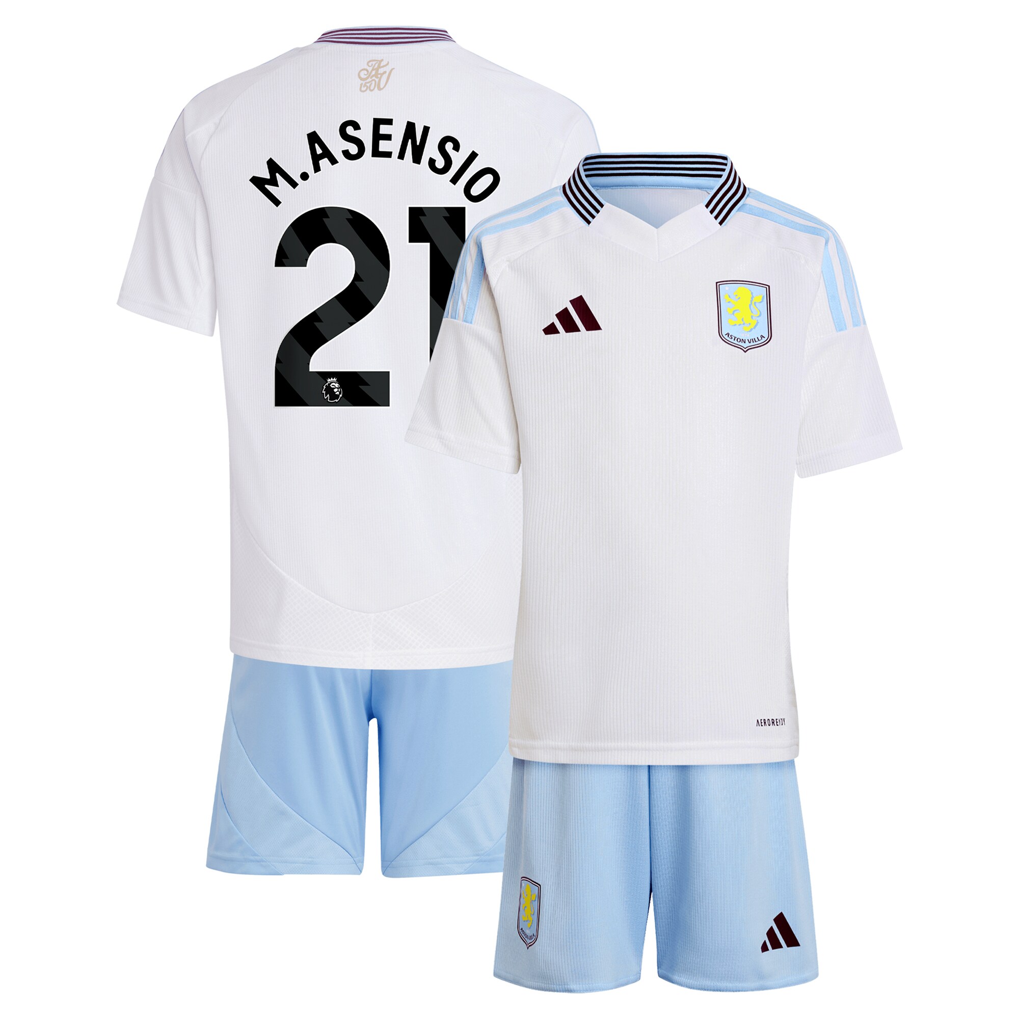 Aston Villa Jerseys - Official aston villa adidas away mini kit 2024-25 with m.asensio 21 printing Collection for AVFC Fans