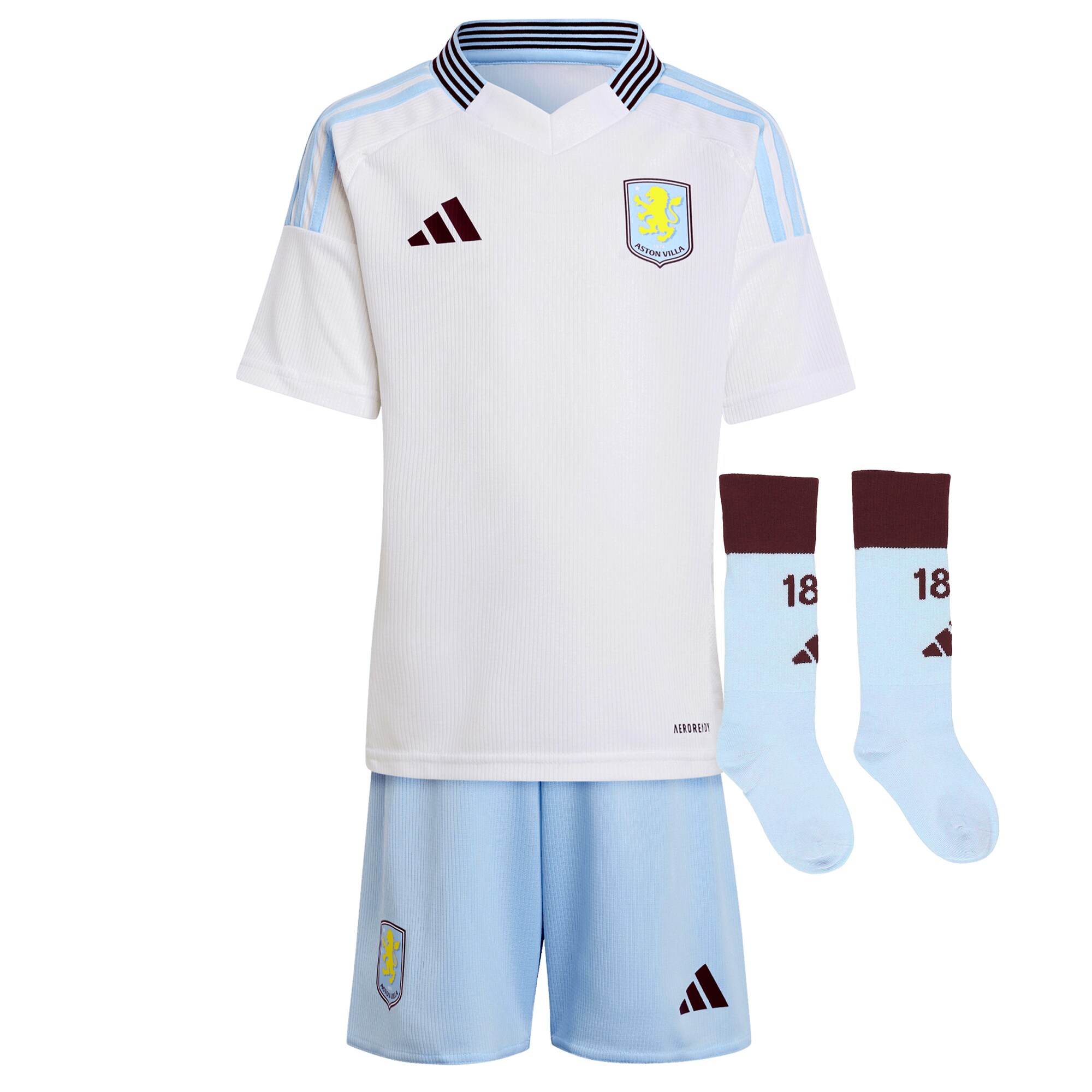 Aston Villa Jerseys - Official aston villa adidas away mini kit 2024-25 with malen 17 printing Collection for AVFC Fans