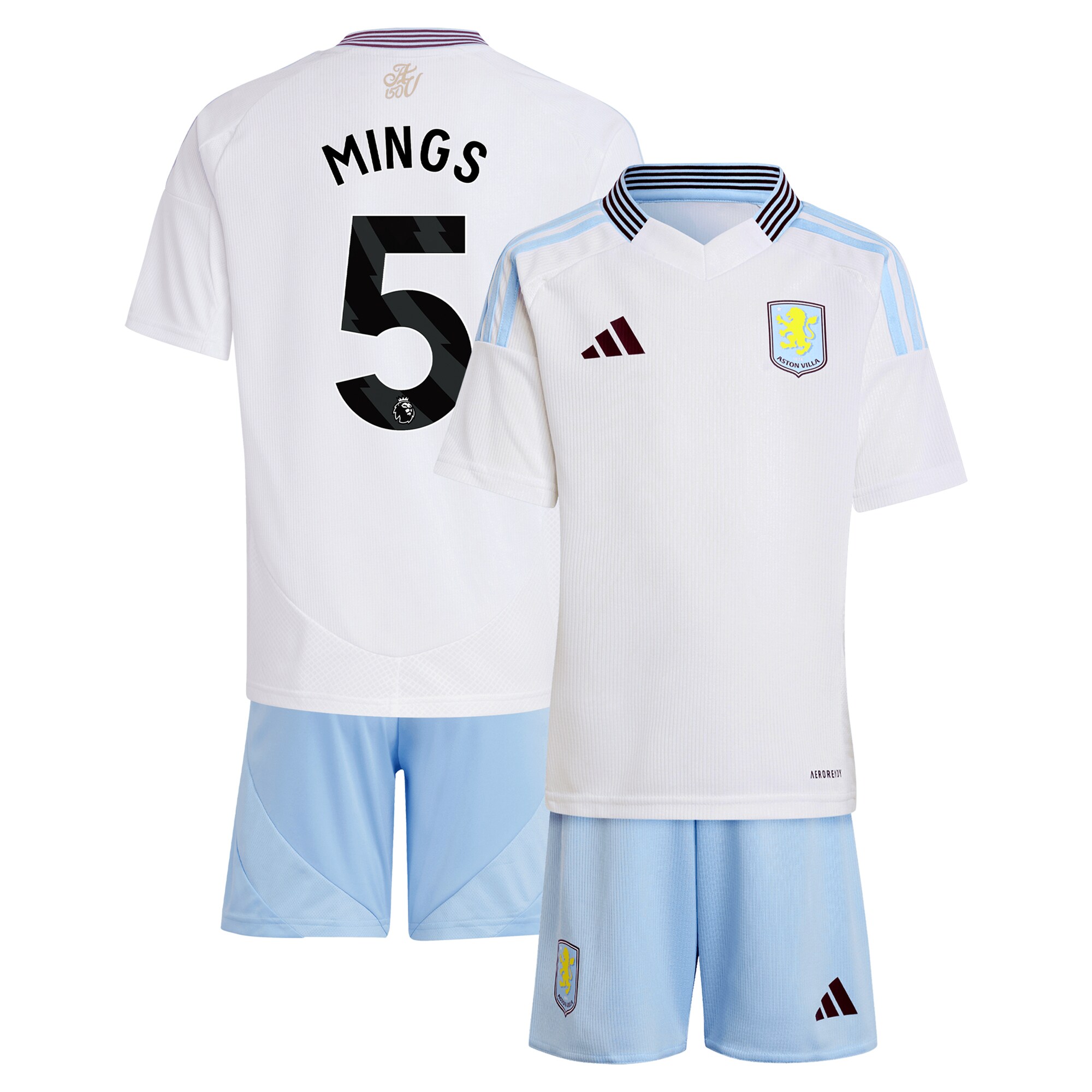Aston Villa Jerseys - Official aston villa adidas away mini kit 2024-25 with mings 5 printing Collection for AVFC Fans