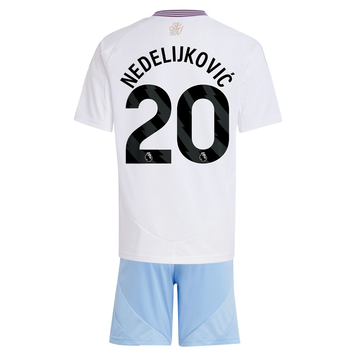 Aston Villa Jerseys - Official aston villa adidas away mini kit 2024-25 with nedeljković 20 printing Collection for AVFC Fans