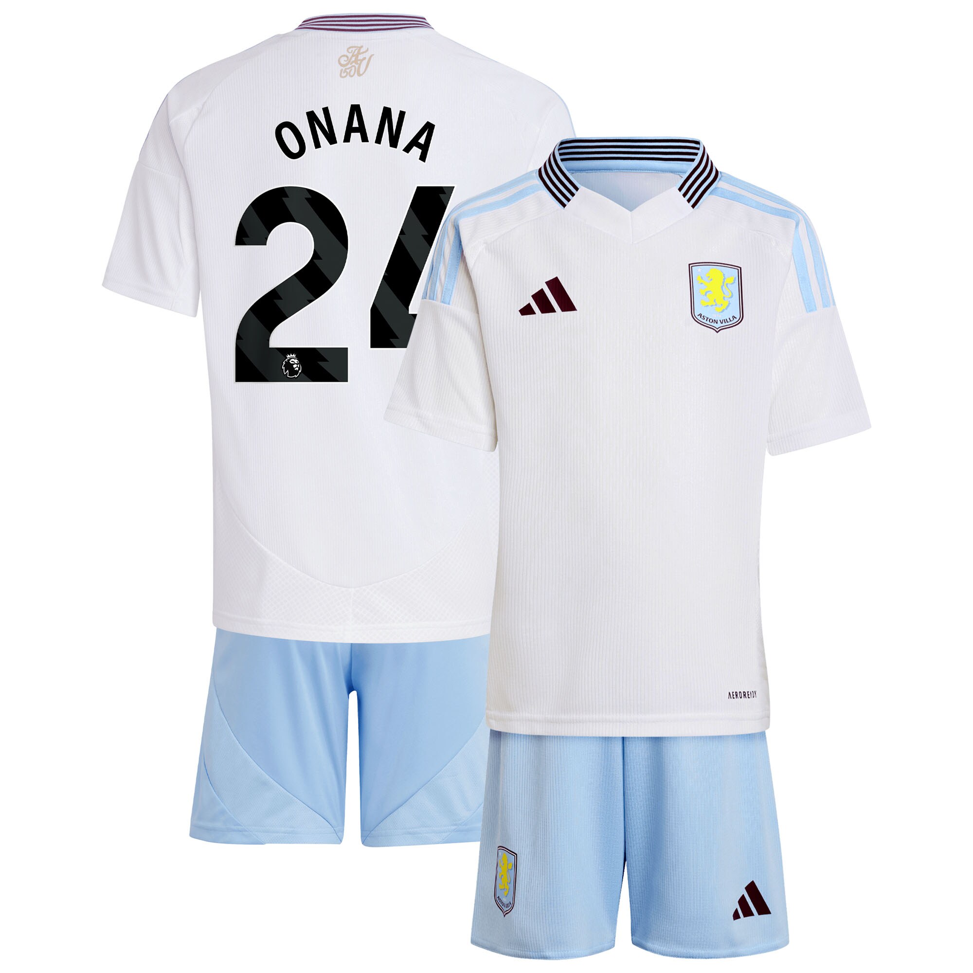 Aston Villa Jerseys - Official aston villa adidas away mini kit 2024-25 with onana 24 printing Collection for AVFC Fans