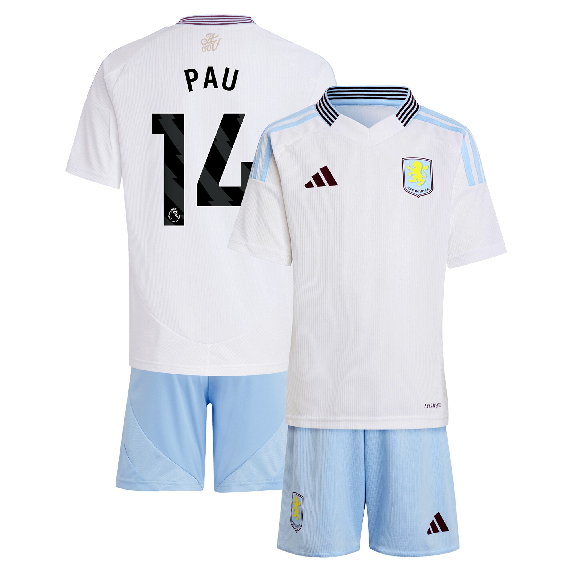Aston Villa Jerseys - Official aston villa adidas away mini kit 2024-25 with pau 14 printing Collection for AVFC Fans