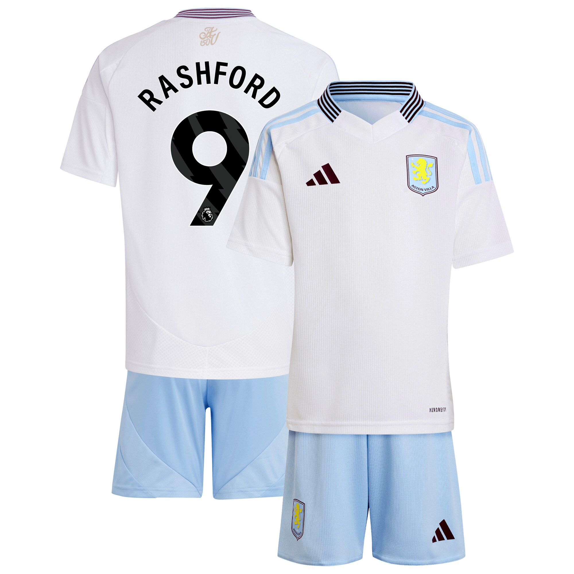 Aston Villa Jerseys - Official aston villa adidas away mini kit 2024-25 with rashford 9 printing Collection for AVFC Fans