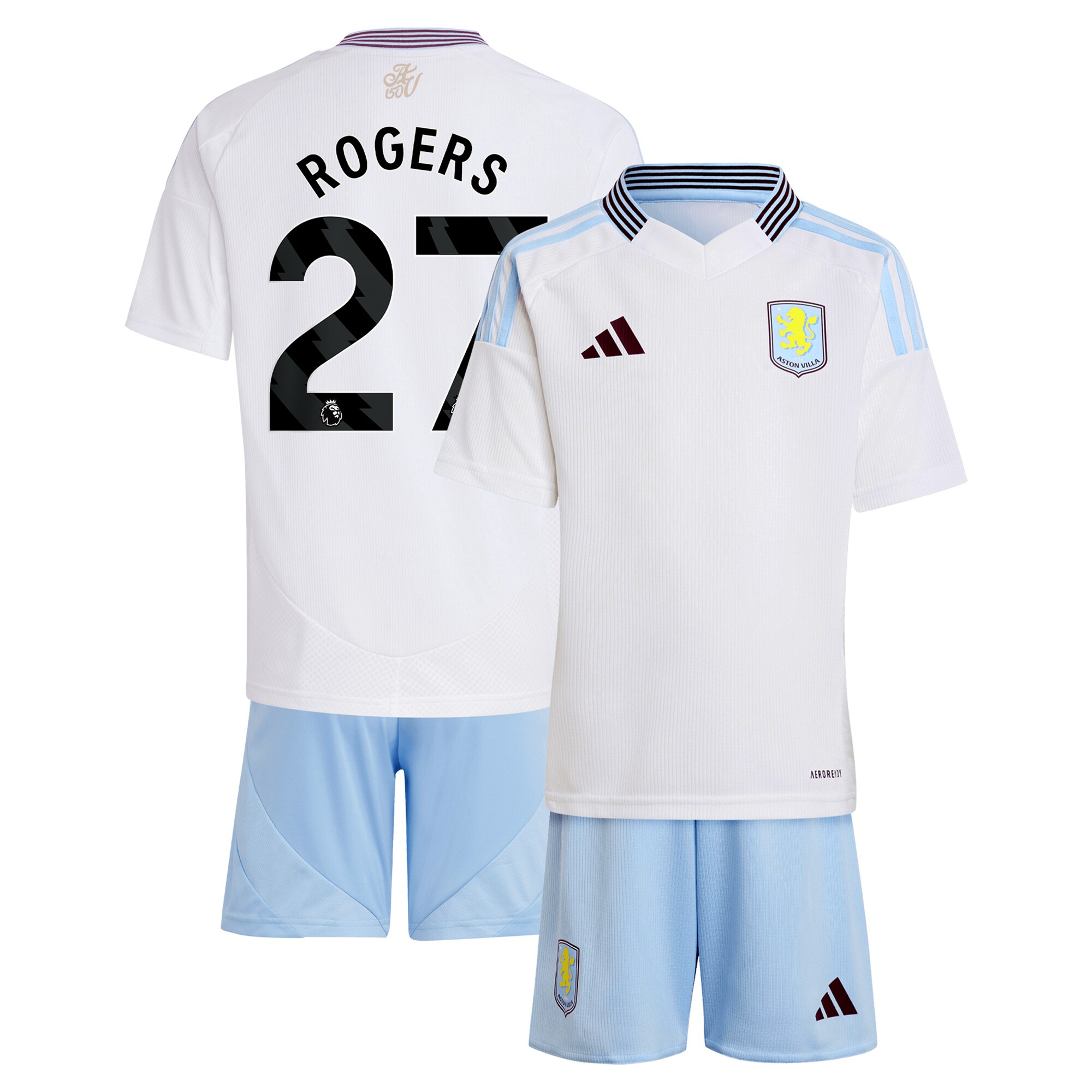 Aston Villa Jerseys - Official aston villa adidas away mini kit 2024-25 with rogers 27 printing Collection for AVFC Fans