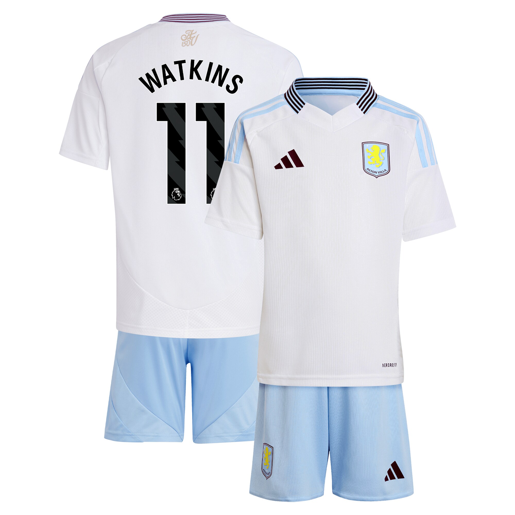 Aston Villa Jerseys - Official aston villa adidas away mini kit 2024-25 with watkins 11 printing Collection for AVFC Fans