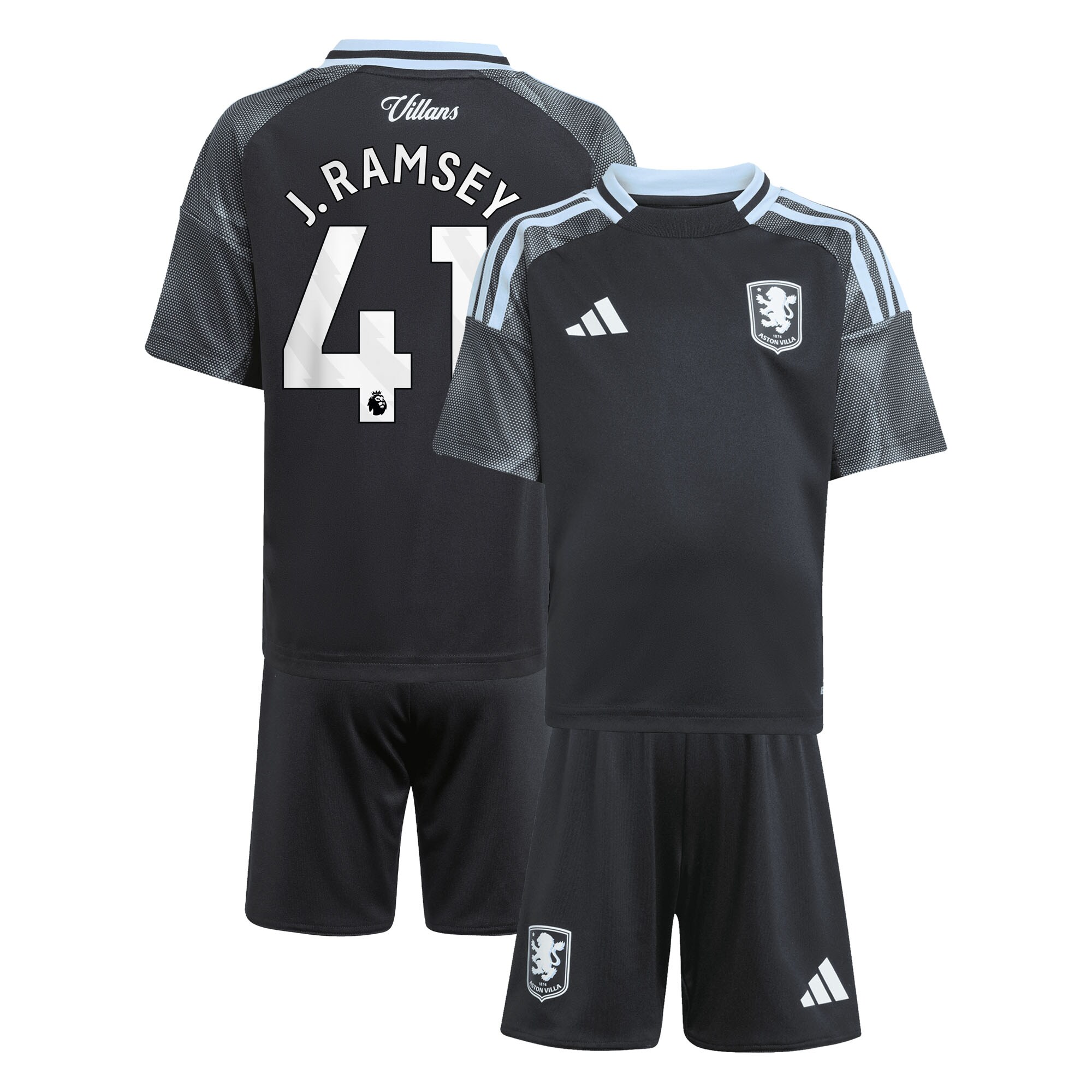 Aston Villa Jerseys - Official aston villa adidas away mini kit 2025-26 with j. ramsey 41 printing Collection for AVFC Fans
