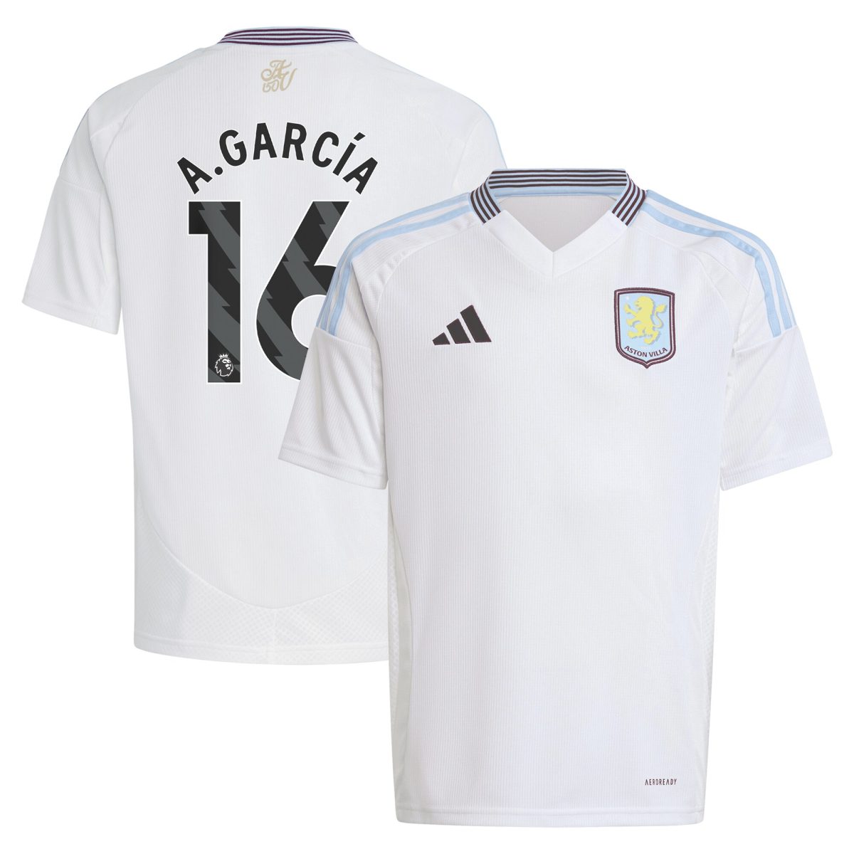 Aston Villa Jerseys - Official aston villa adidas away shirt 2024-25 – kids with a.garcía 16 printing Collection for AVFC Fans