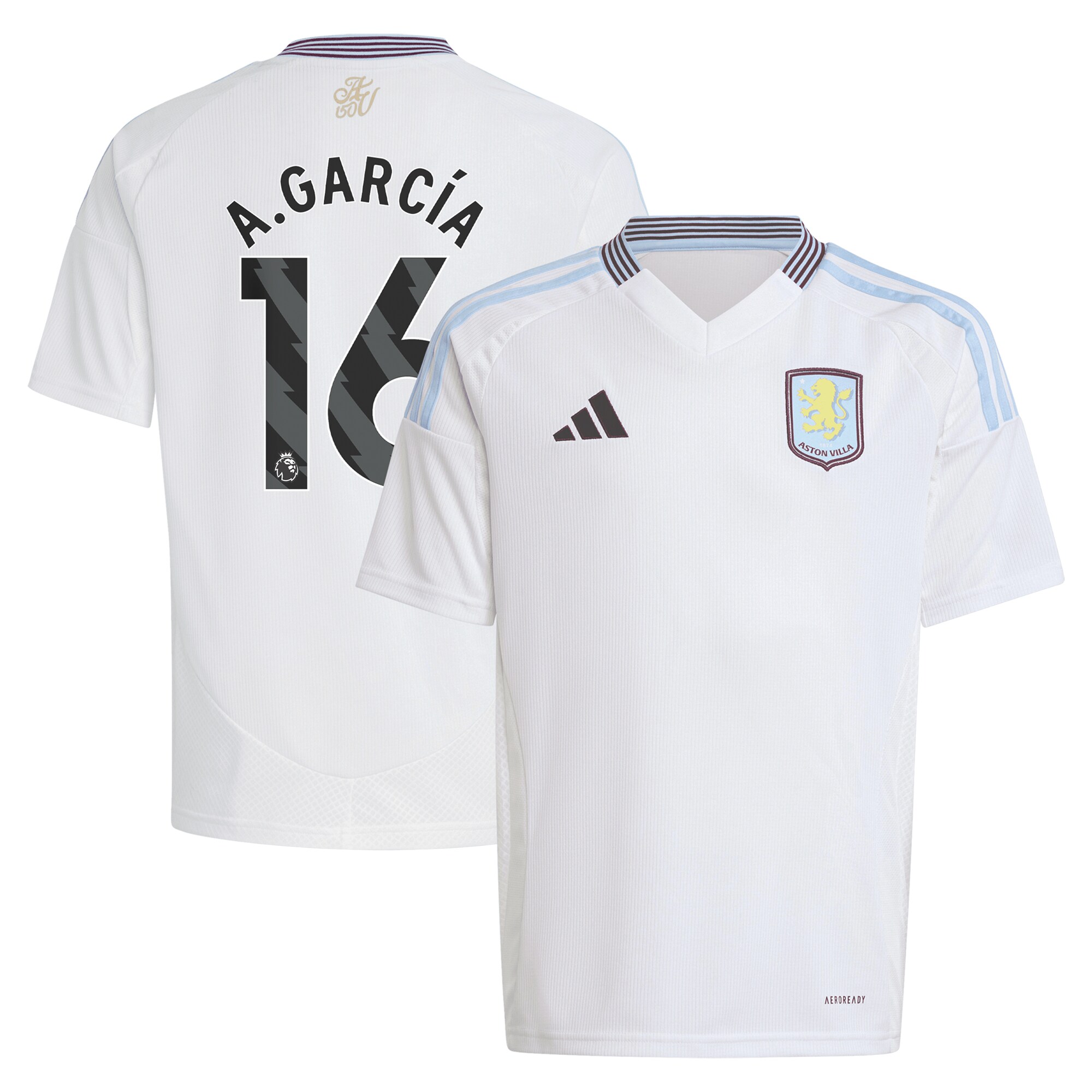 Aston Villa Jerseys - Official aston villa adidas away shirt 2024-25 – kids with a.garcía 16 printing Collection for AVFC Fans