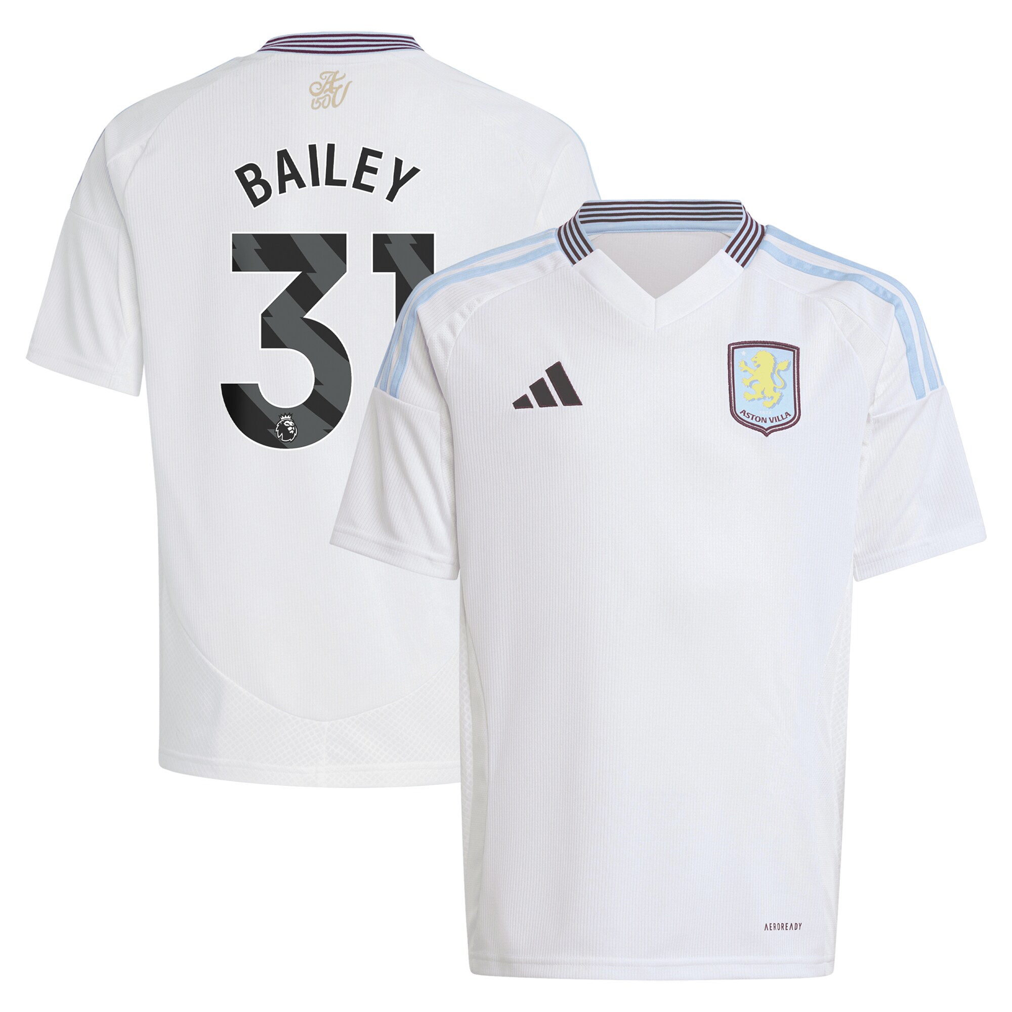 Aston Villa Jerseys - Official aston villa adidas away shirt 2024-25 – kids with bailey 31 printing Collection for AVFC Fans