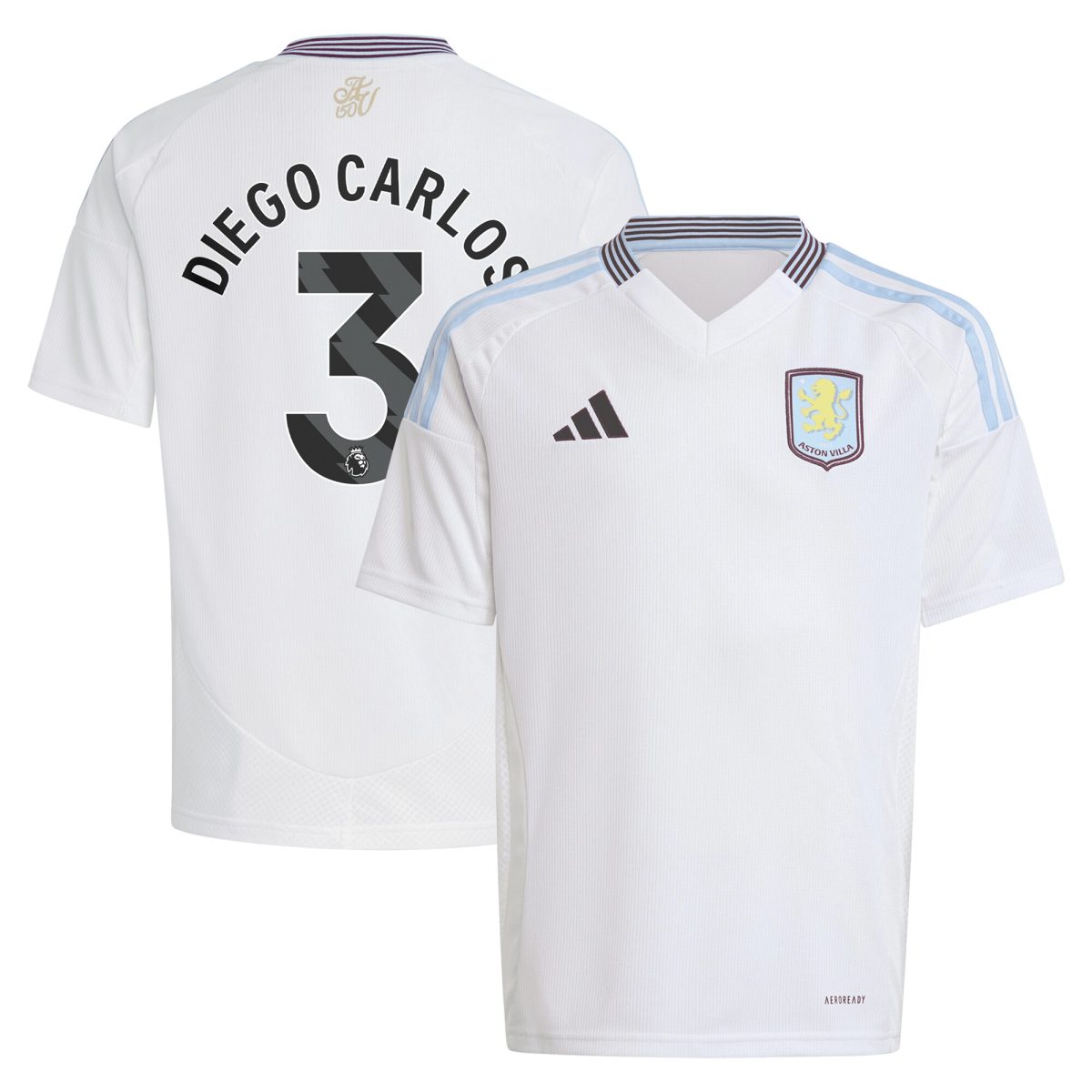 Aston Villa Jerseys - Official aston villa adidas away shirt 2024-25 – kids with diego carlos 3 printing Collection for AVFC Fans