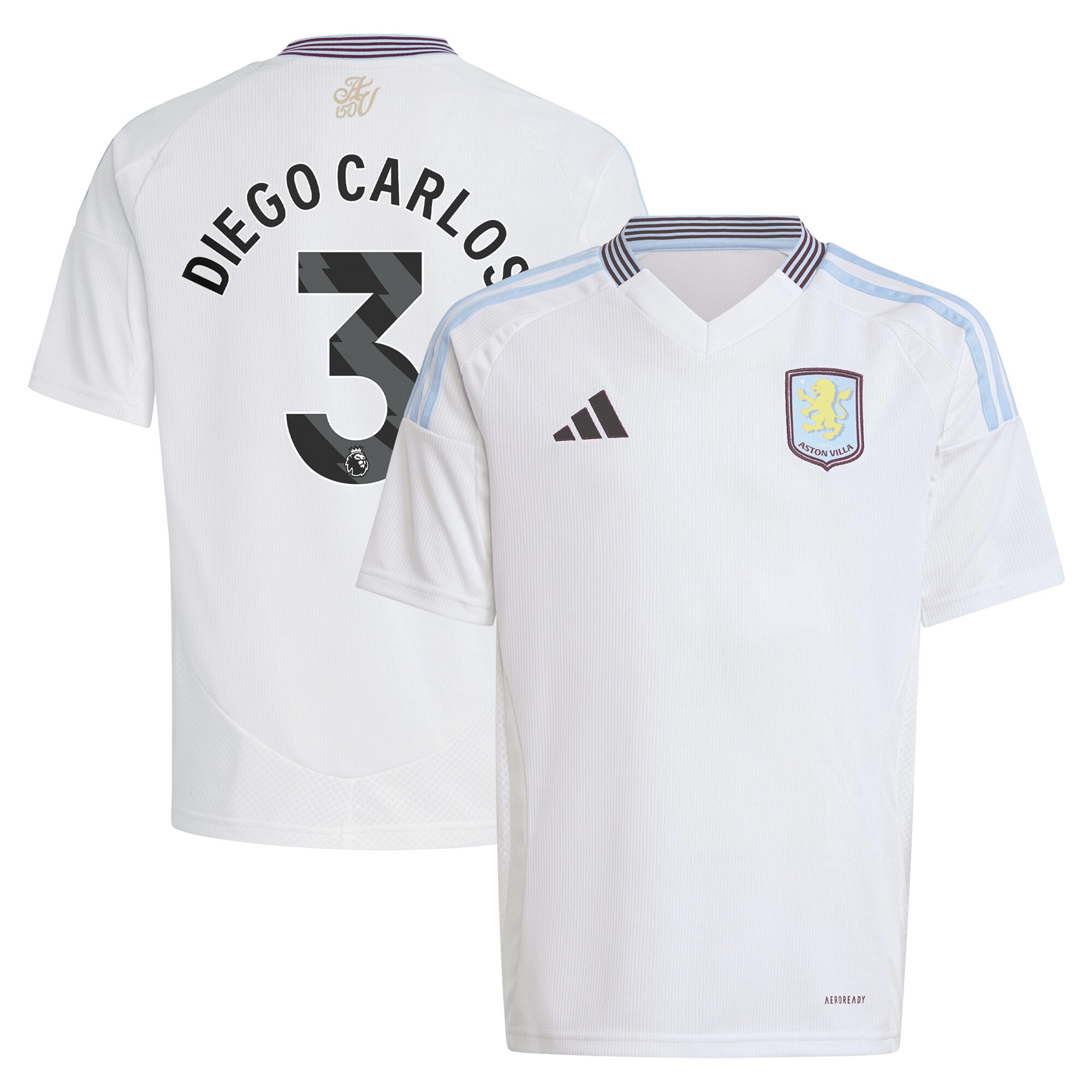 Aston Villa Jerseys - Official aston villa adidas away shirt 2024-25 – kids with diego carlos 3 printing Collection for AVFC Fans