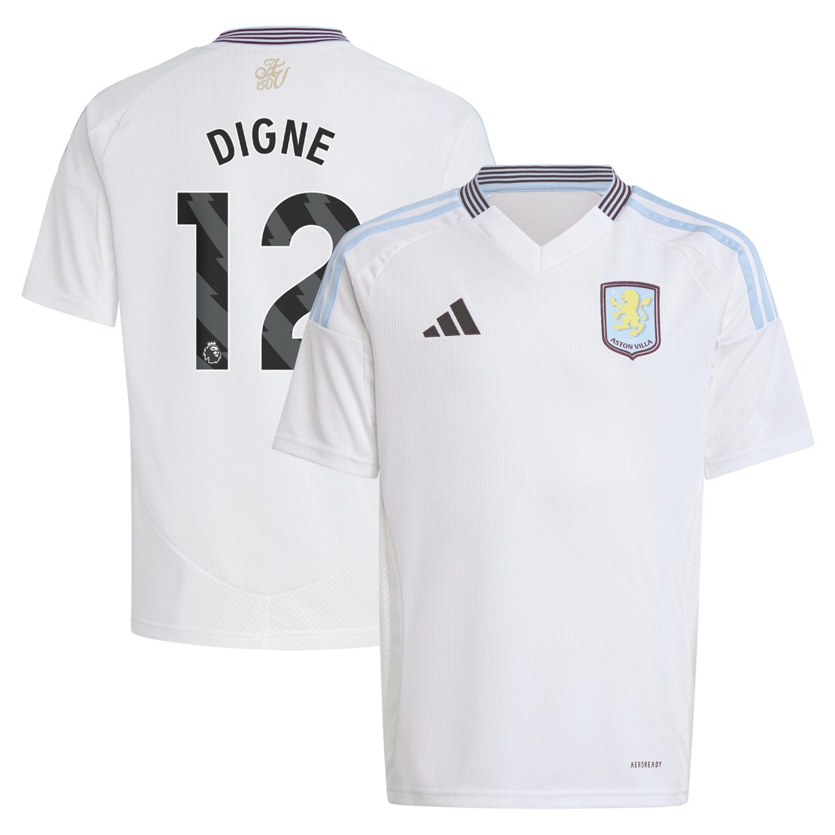 Aston Villa Jerseys - Official aston villa adidas away shirt 2024-25 – kids with digne 12 printing Collection for AVFC Fans