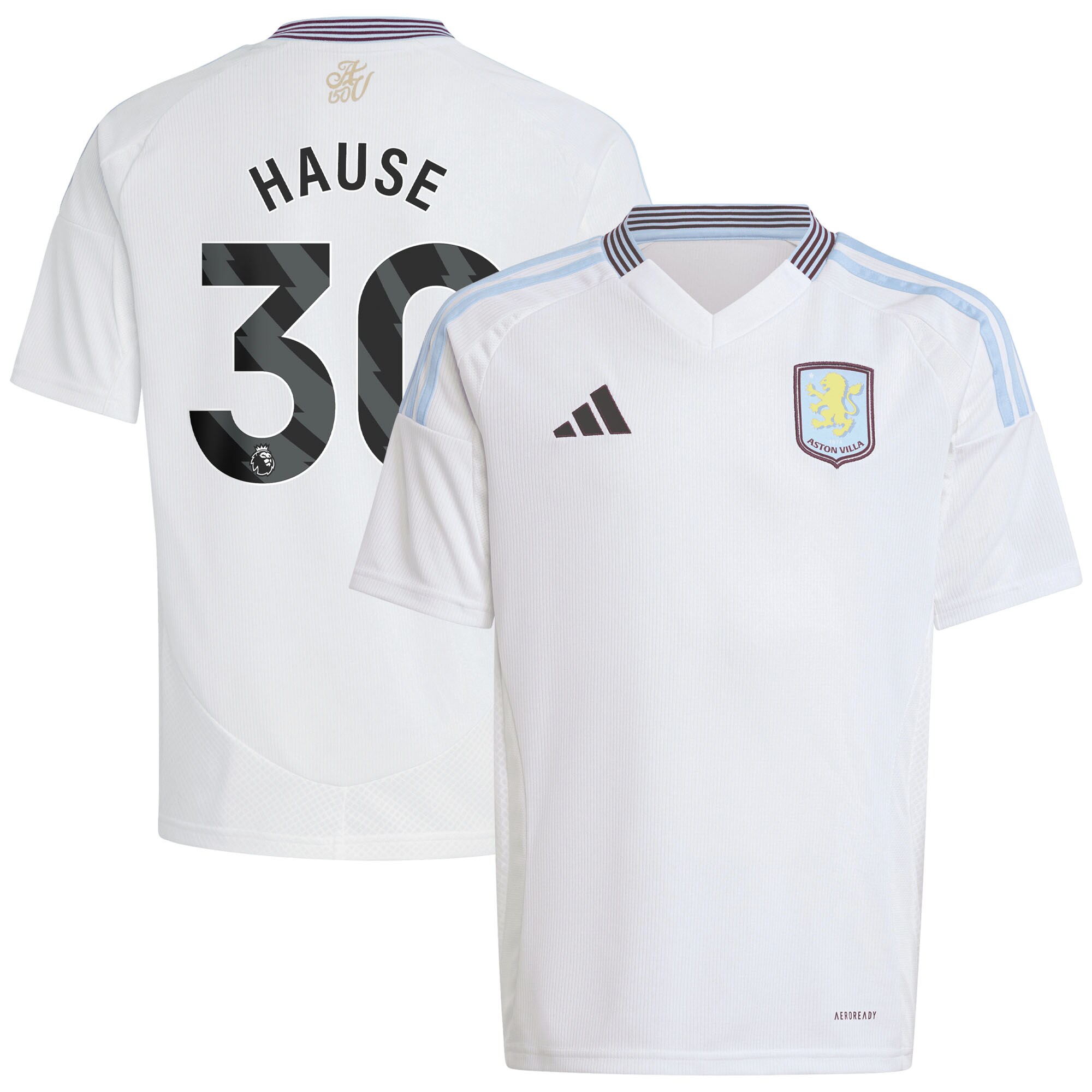 Aston Villa Jerseys - Official aston villa adidas away shirt 2024-25 – kids with hause 30 printing Collection for AVFC Fans