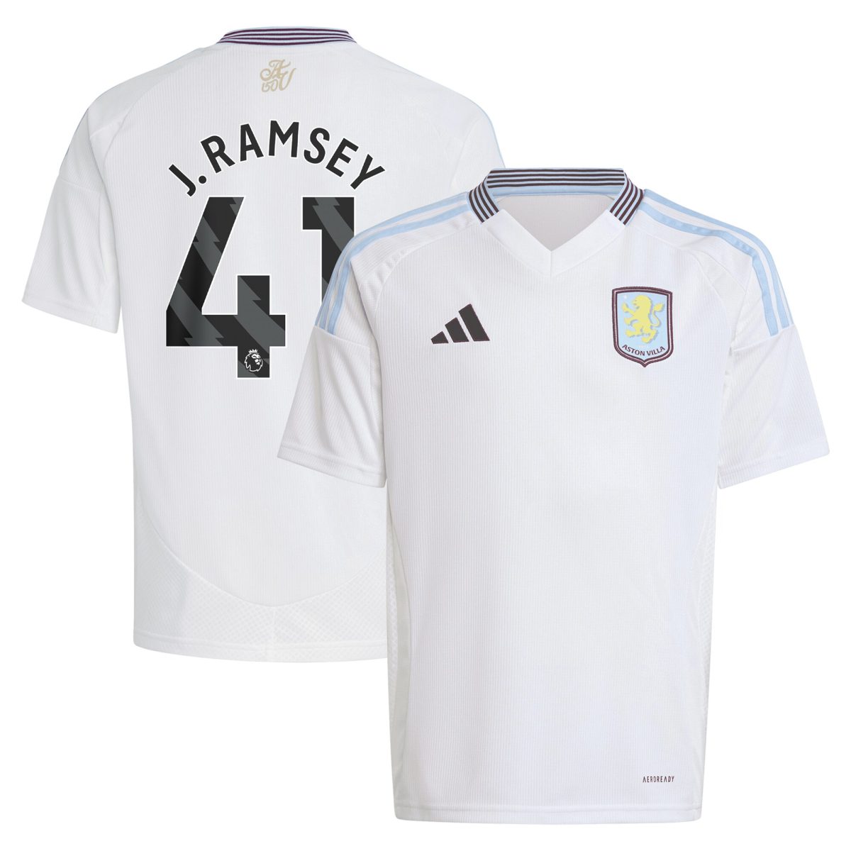 Aston Villa Jerseys - Official aston villa adidas away shirt 2024-25 – kids with j. ramsey 41 printing Collection for AVFC Fans