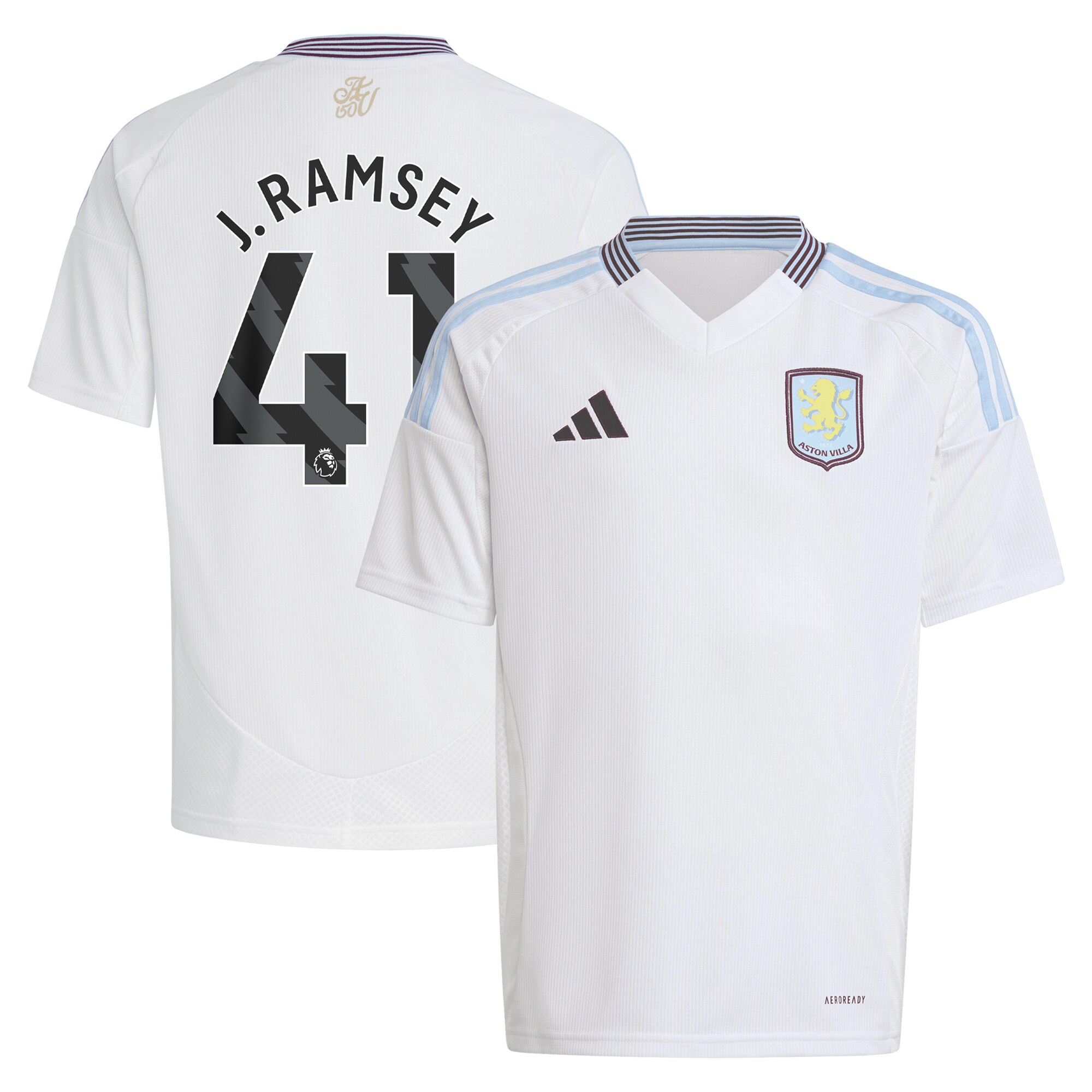 Aston Villa Jerseys - Official aston villa adidas away shirt 2024-25 – kids with j. ramsey 41 printing Collection for AVFC Fans