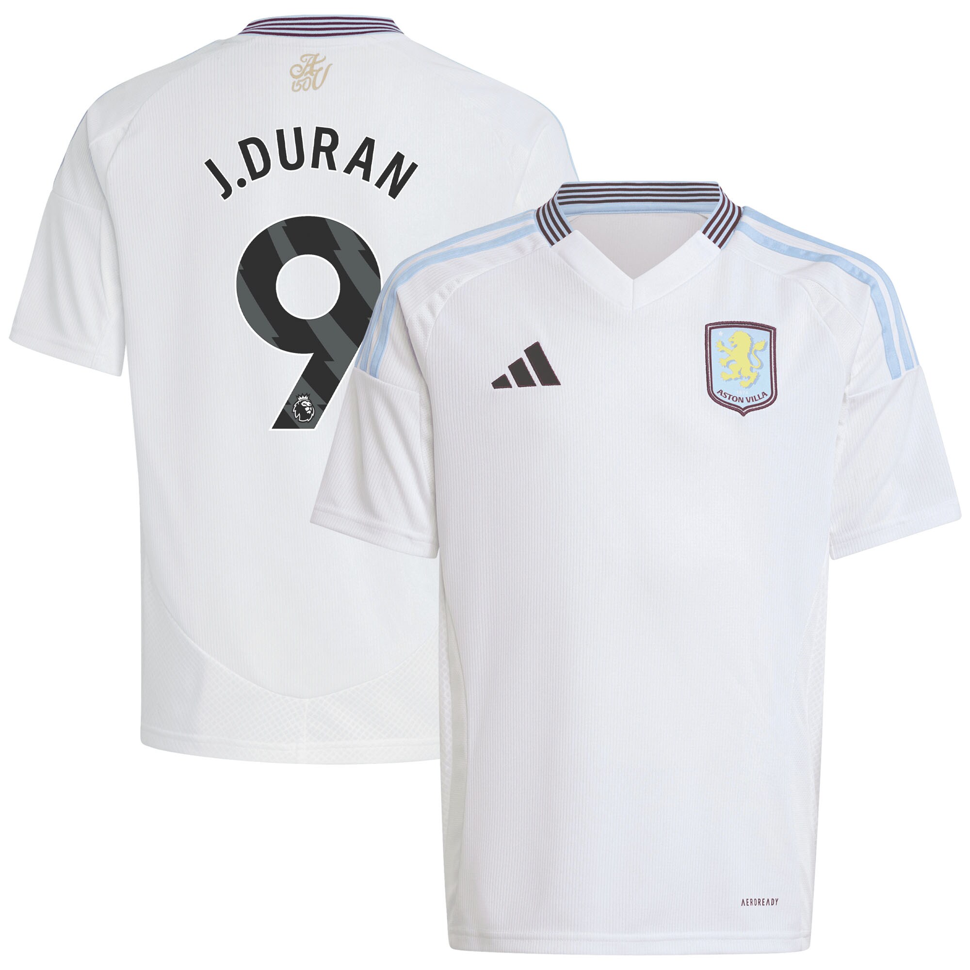 Aston Villa Jerseys - Official aston villa adidas away shirt 2024-25 – kids with j.duran 9 printing Collection for AVFC Fans