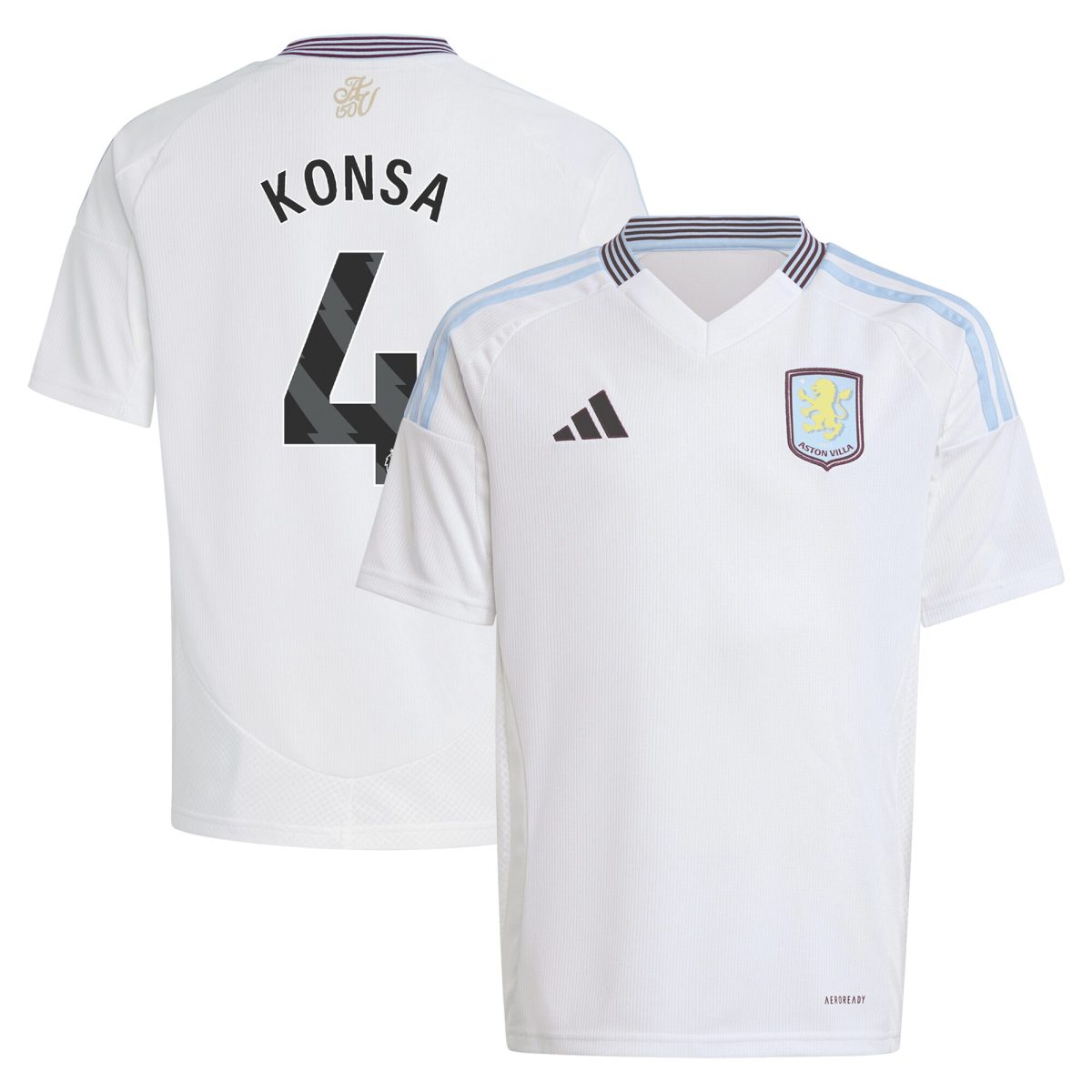 Aston Villa Jerseys - Official aston villa adidas away shirt 2024-25 – kids with konsa 4 printing Collection for AVFC Fans