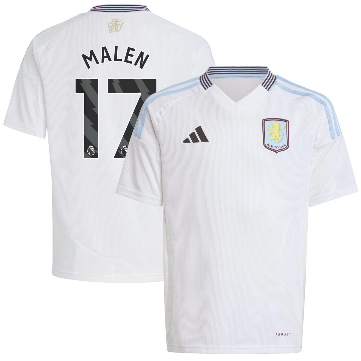 Aston Villa Jerseys - Official aston villa adidas away shirt 2024-25 – kids with malen 17 printing Collection for AVFC Fans