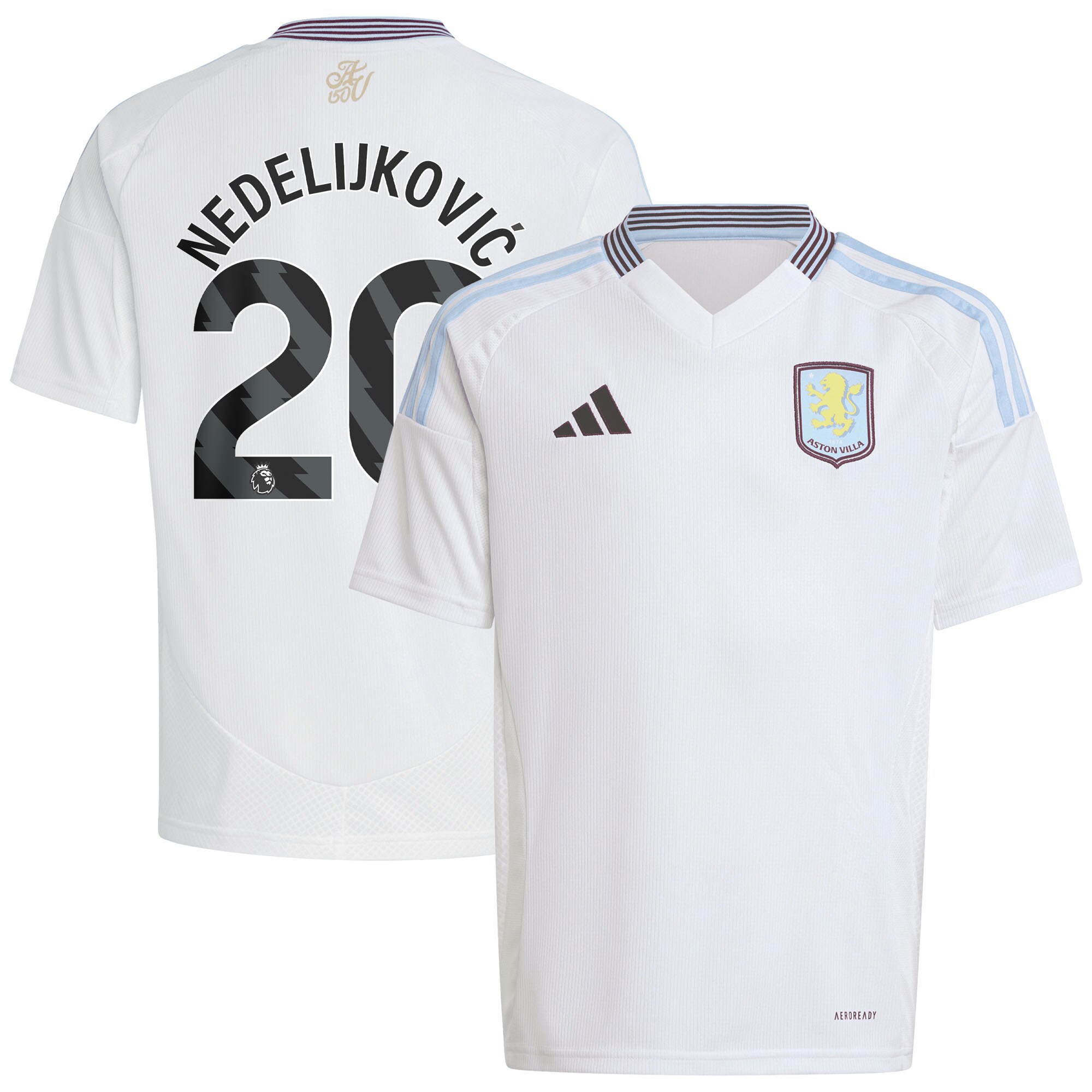 Aston Villa Jerseys - Official aston villa adidas away shirt 2024-25 – kids with nedeljković 20 printing Collection for AVFC Fans