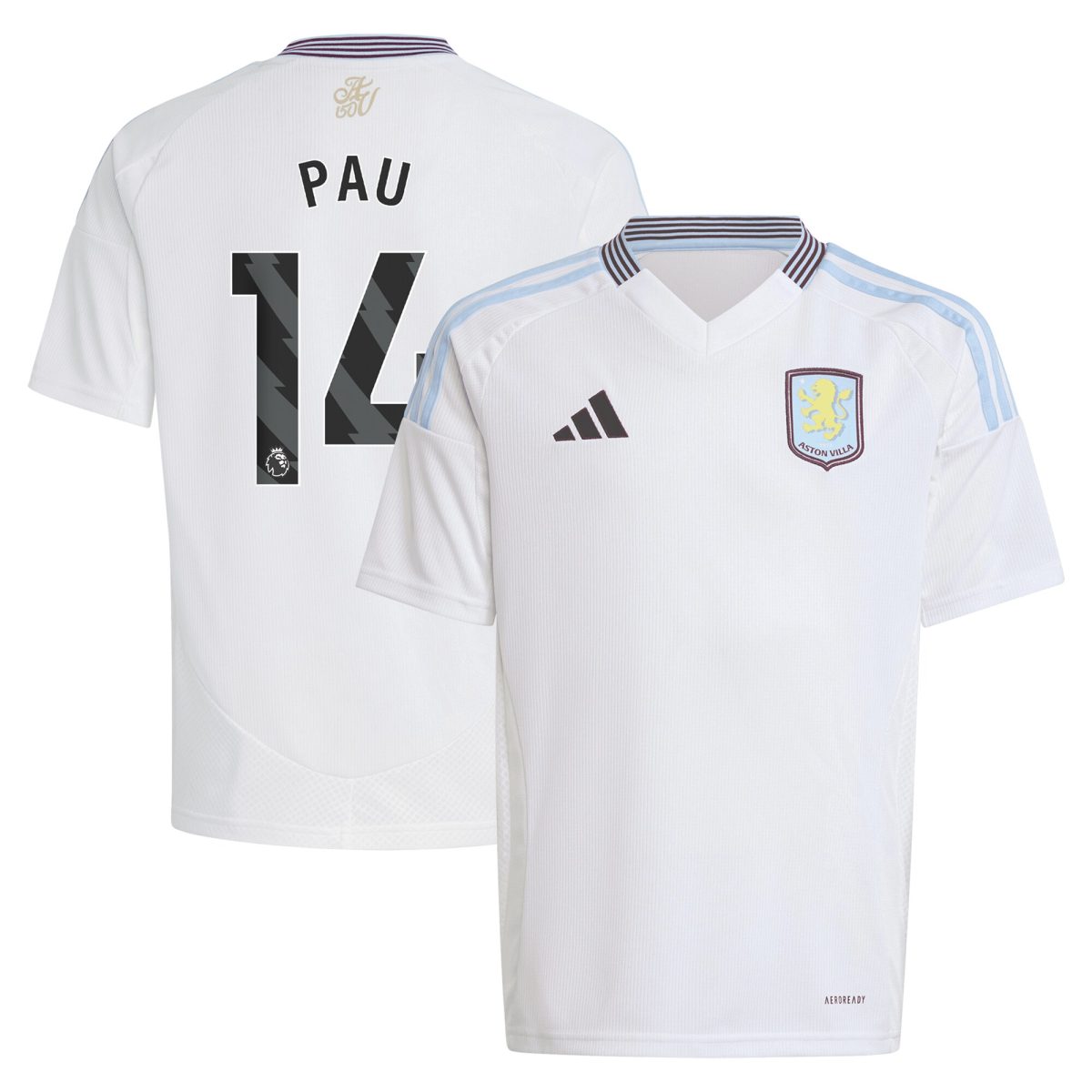 Aston Villa Jerseys - Official aston villa adidas away shirt 2024-25 – kids with pau 14 printing Collection for AVFC Fans