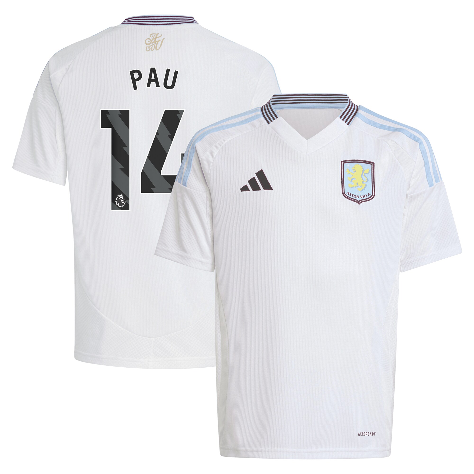 Aston Villa Jerseys - Official aston villa adidas away shirt 2024-25 – kids with pau 14 printing Collection for AVFC Fans