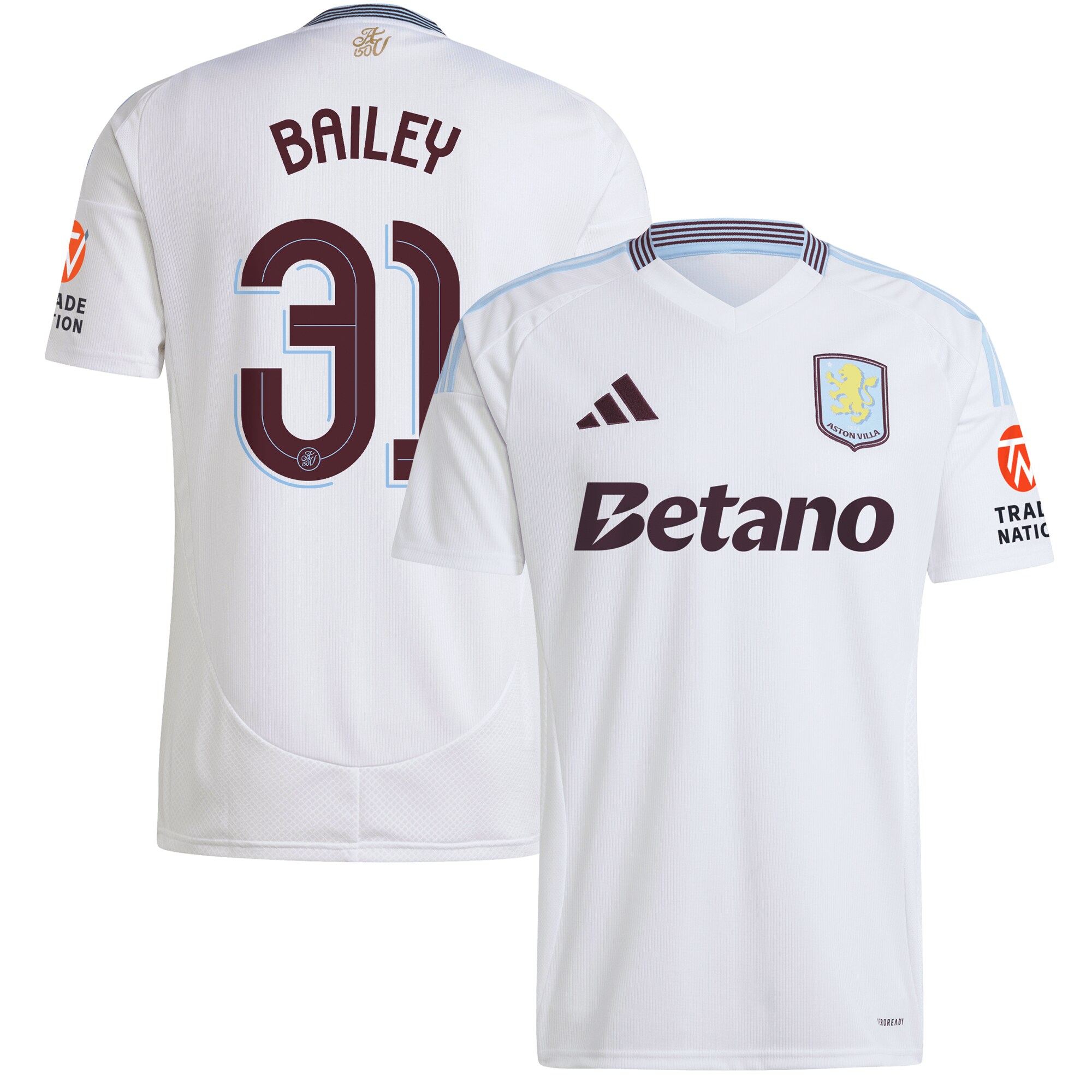Aston Villa Jerseys - Official aston villa adidas away shirt 2024-25 with bailey 31 cup printing Collection for AVFC Fans