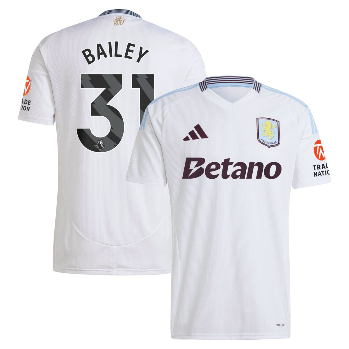 Aston Villa Jerseys - Official aston villa adidas away shirt 2024-25 with bailey 31 printing Collection for AVFC Fans