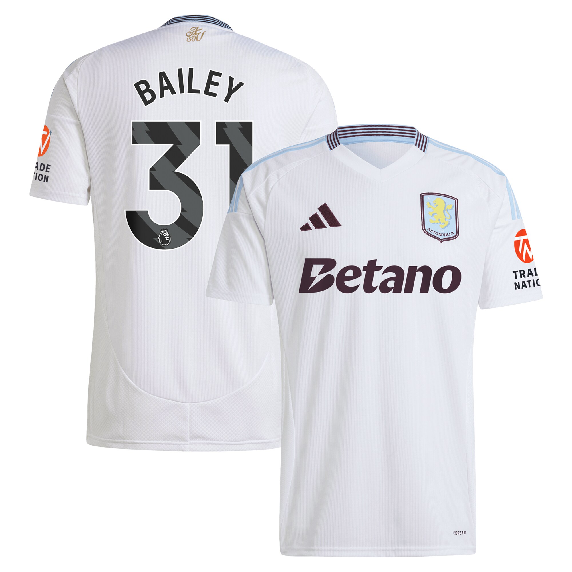 Aston Villa Jerseys - Official aston villa adidas away shirt 2024-25 with bailey 31 printing Collection for AVFC Fans