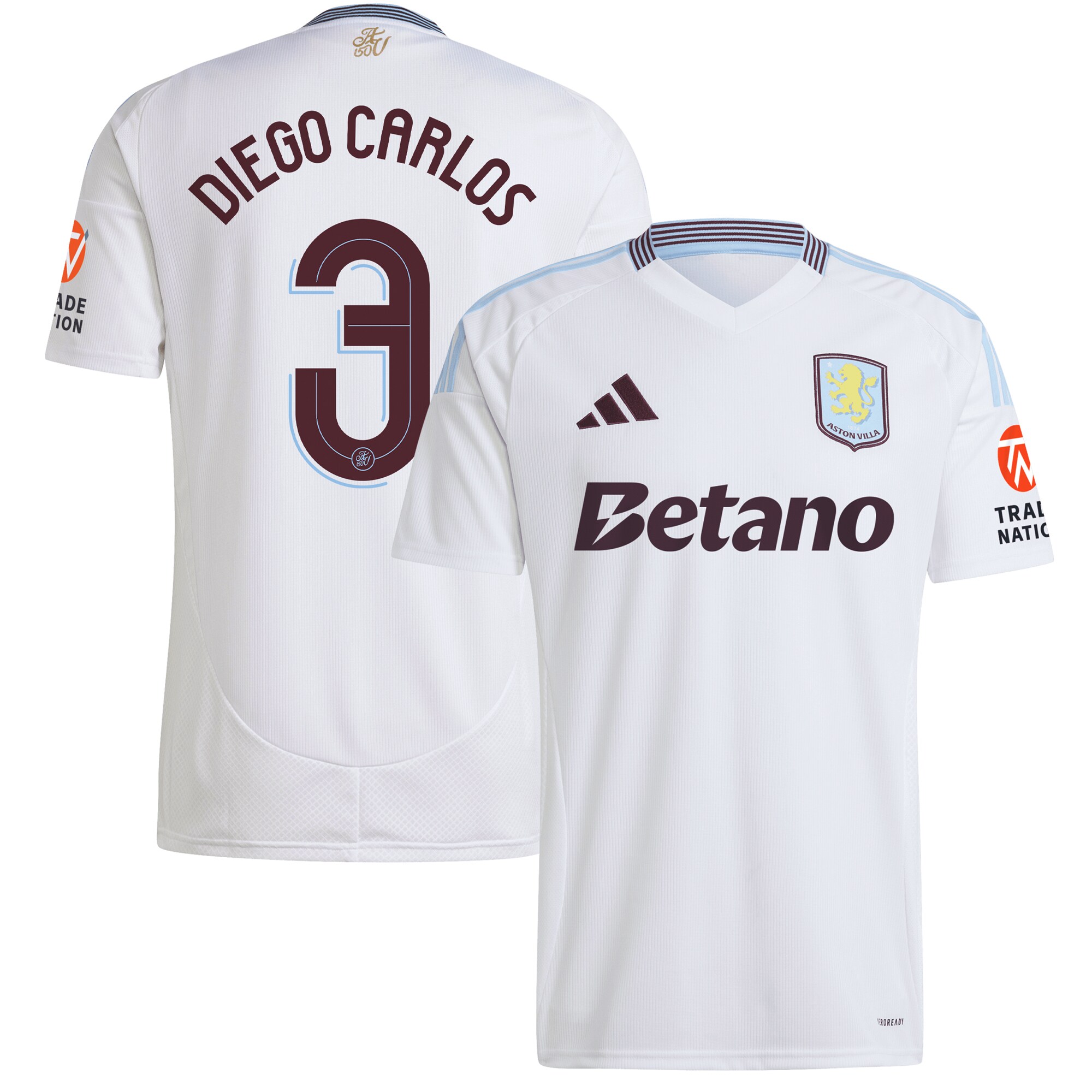 Aston Villa Jerseys - Official aston villa adidas away shirt 2024-25 with diego carlos 3 cup printing Collection for AVFC Fans