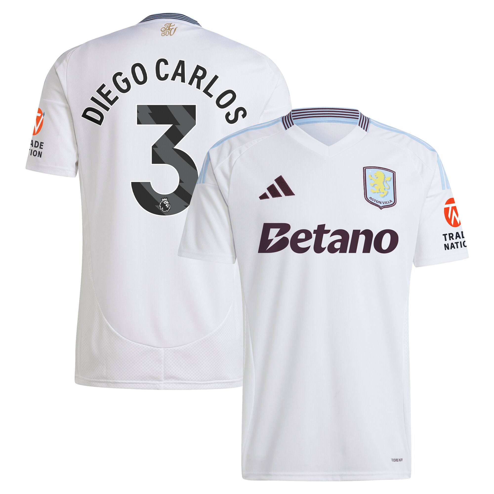 Aston Villa Jerseys - Official aston villa adidas away shirt 2024-25 with diego carlos 3 printing Collection for AVFC Fans