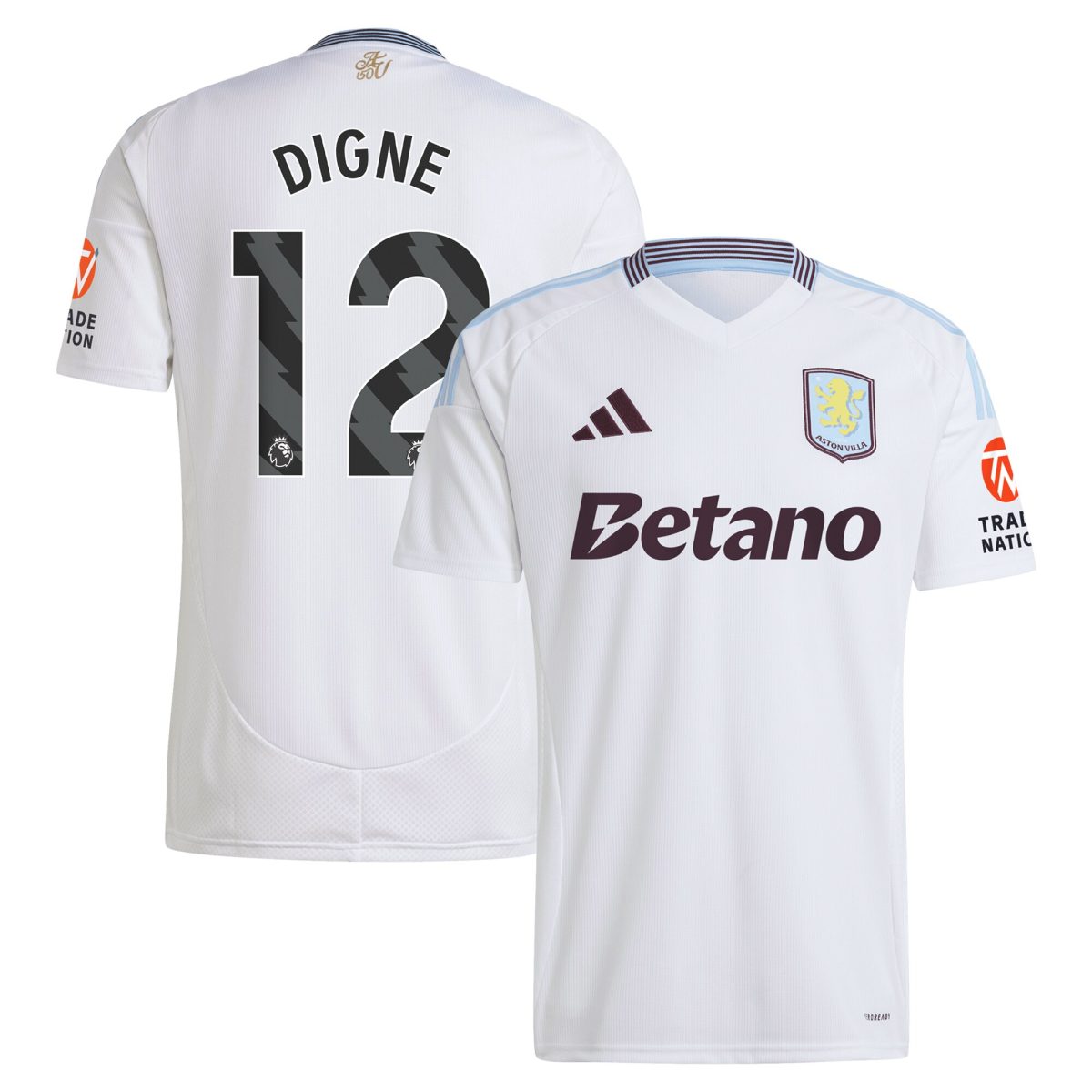 Aston Villa Jerseys - Official aston villa adidas away shirt 2024-25 with digne 12 printing Collection for AVFC Fans