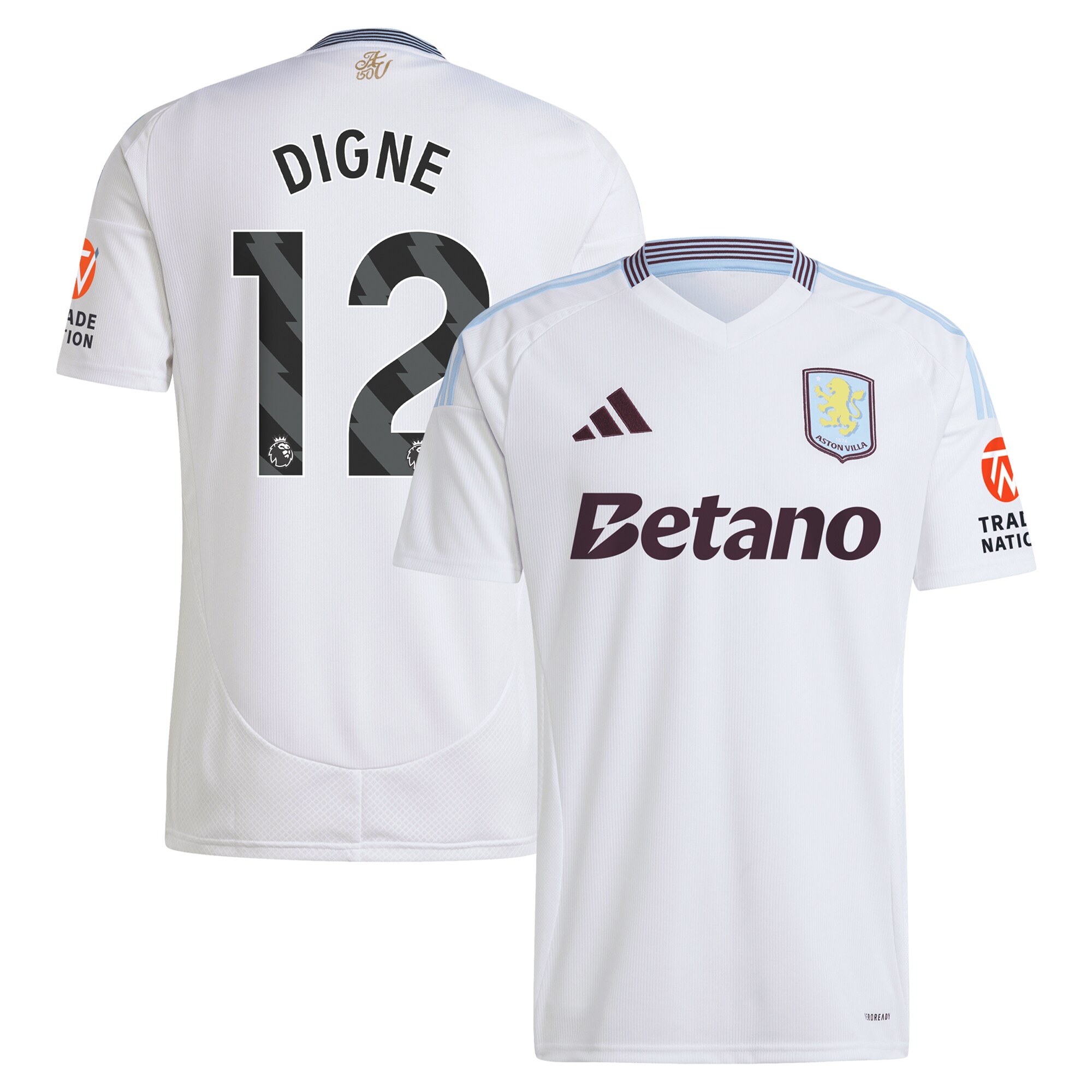Aston Villa Jerseys - Official aston villa adidas away shirt 2024-25 with digne 12 printing Collection for AVFC Fans