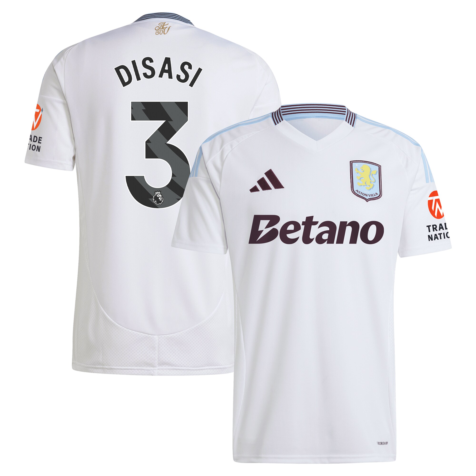 Aston Villa Jerseys - Official aston villa adidas away shirt 2024-25 with disasi 3 printing Collection for AVFC Fans