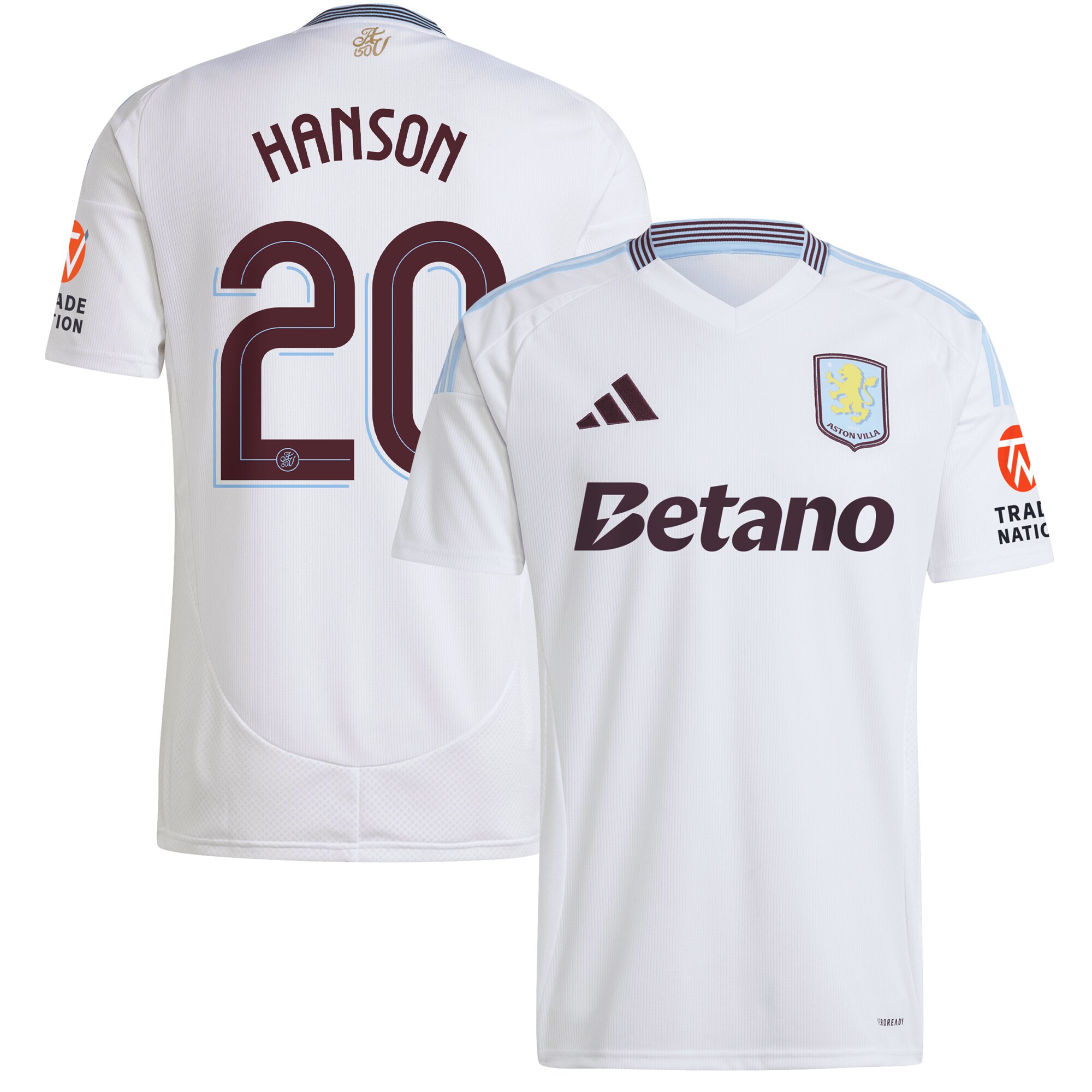 Aston Villa Jerseys - Official aston villa adidas away shirt 2024-25 with hanson 20 cup printing Collection for AVFC Fans