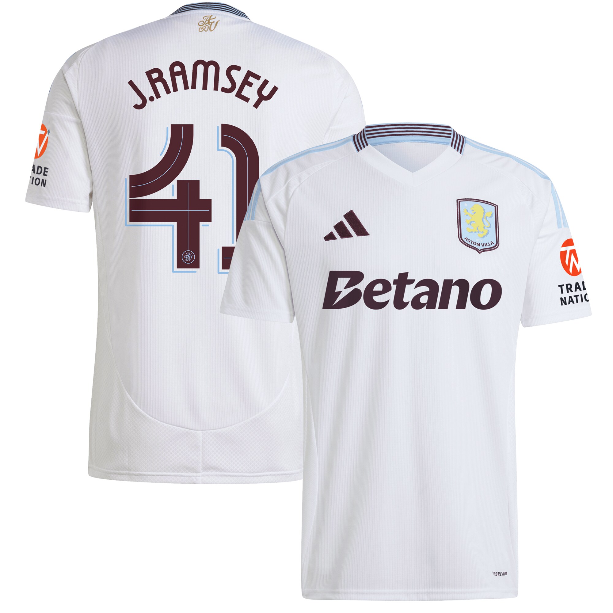 Aston Villa Jerseys - Official aston villa adidas away shirt 2024-25 with j. ramsey 41 cup printing Collection for AVFC Fans