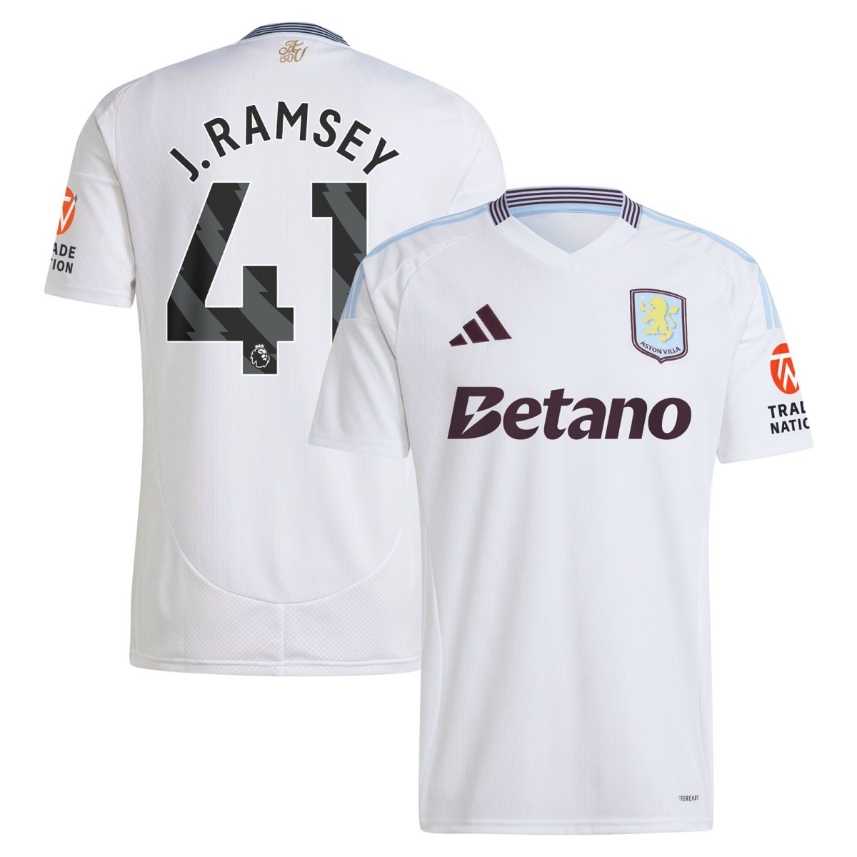Aston Villa Jerseys - Official aston villa adidas away shirt 2024-25 with j. ramsey 41 printing Collection for AVFC Fans