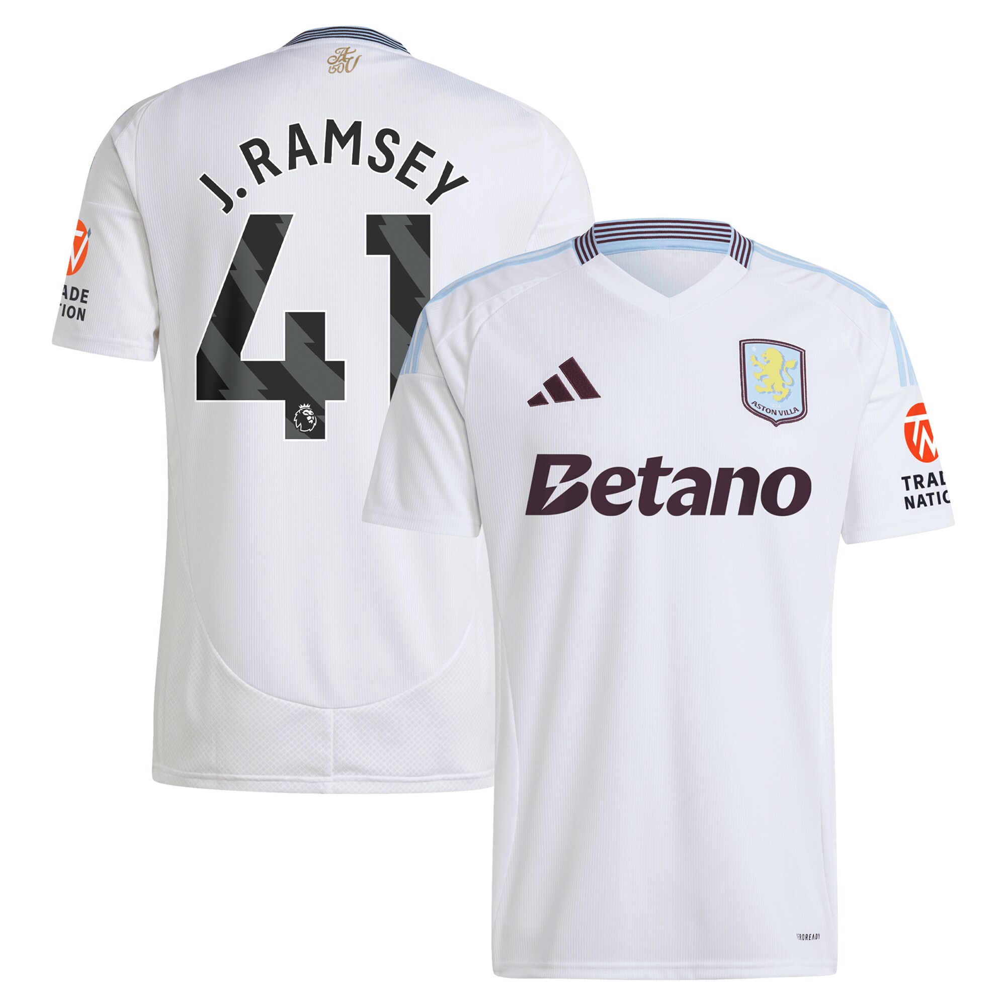 Aston Villa Jerseys - Official aston villa adidas away shirt 2024-25 with j. ramsey 41 printing Collection for AVFC Fans